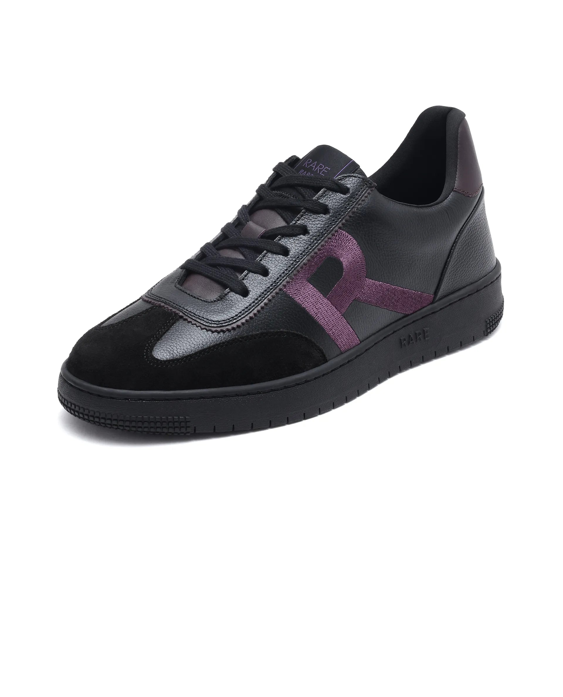 Rare Rabbit Men Hem Black Lace-Up Genuine Leather Signature Hem Branding Low-Top Sneaker Shoes