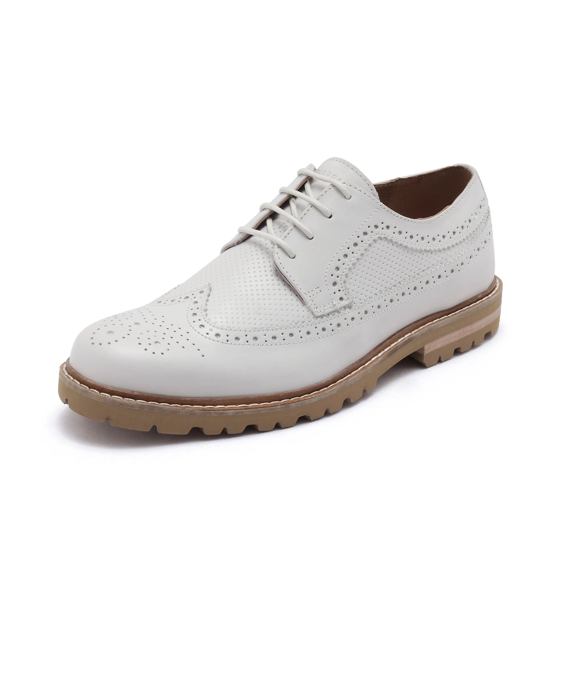 Rare Rabbit Men Brox Ivory Lace-Up Shoes