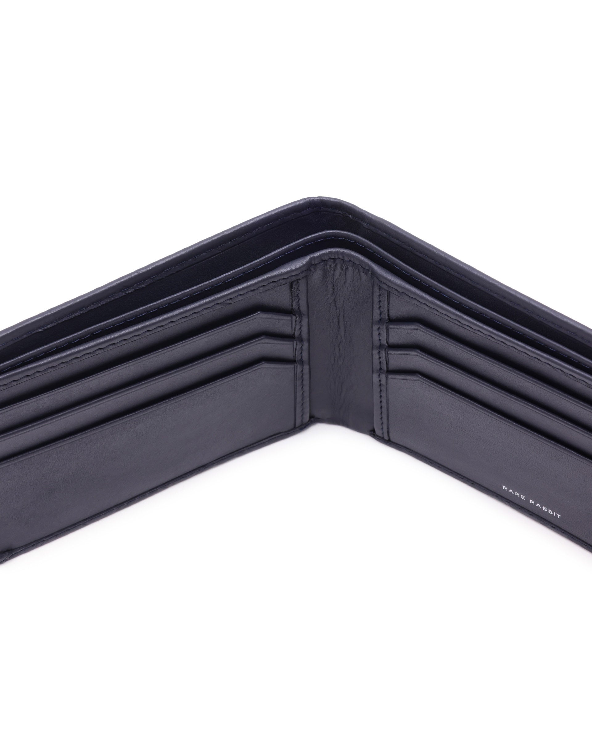 Rare Rabbit Men's Rhon Blue Slim Bi Fold RFID Embossed Monogram Wallet