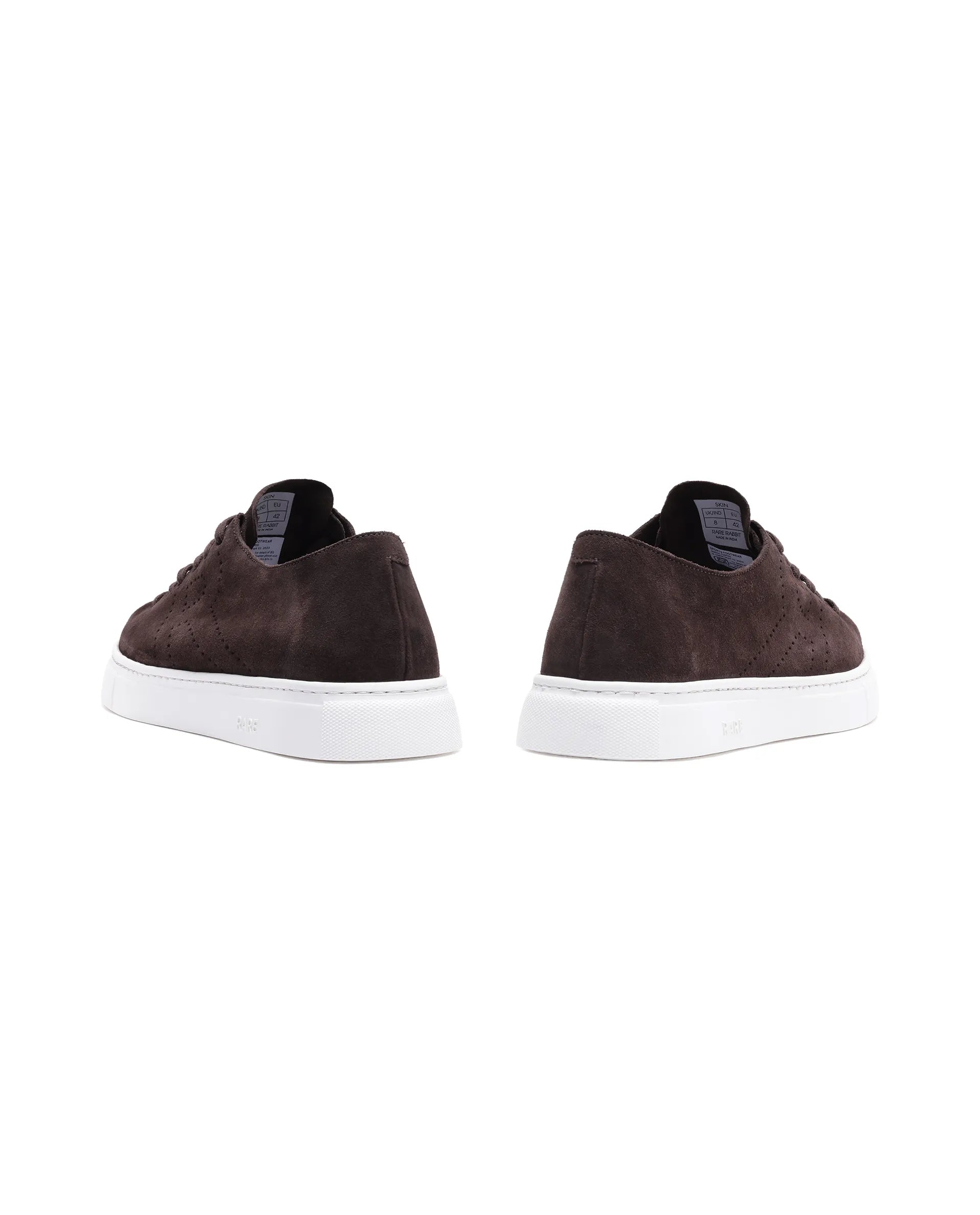 Rare Rabbit Men Skin Brown Genuine Suede Monotone Upper Low-Top Lace-Up Plain Shoes