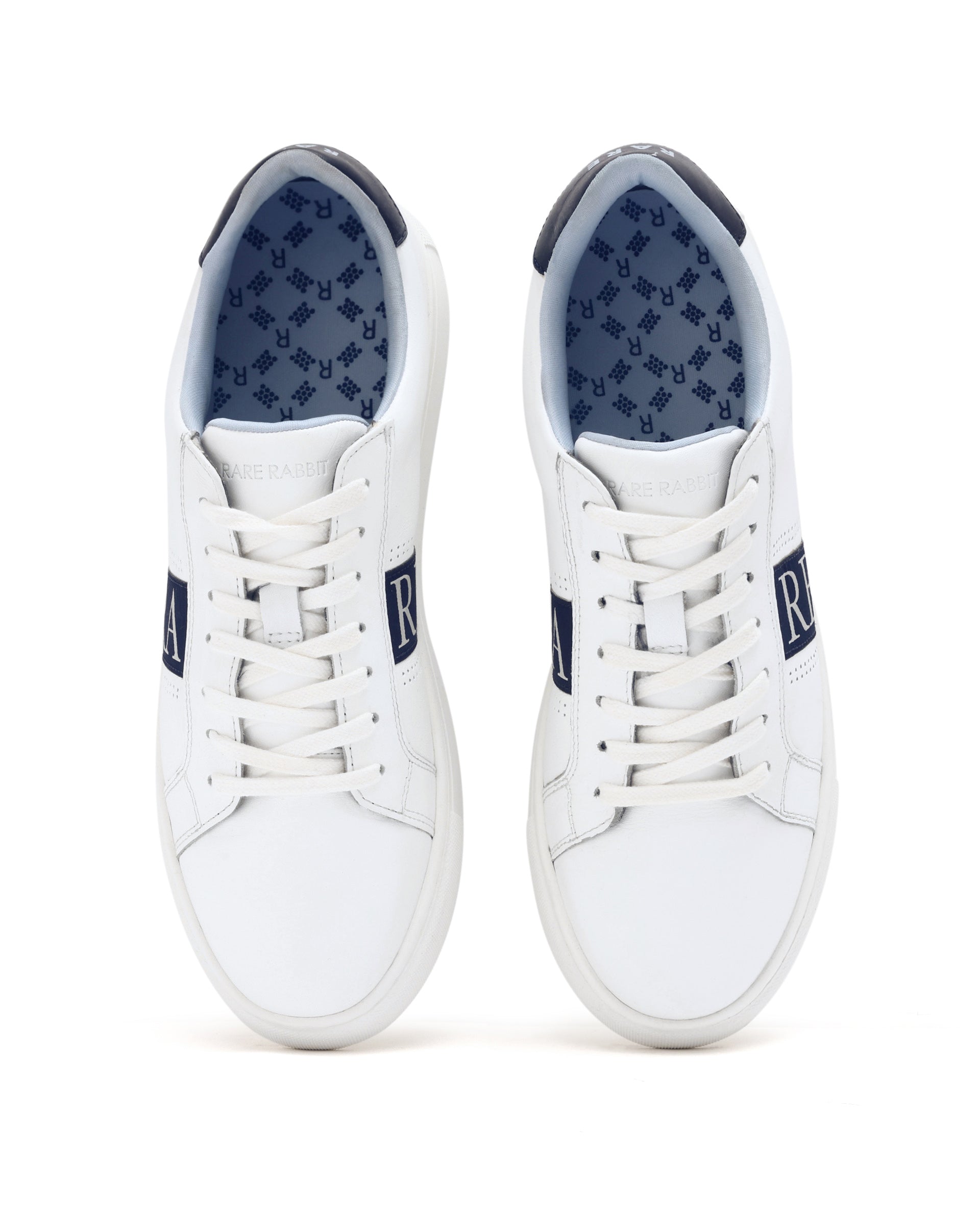 Rare Rabbit Men's Galileo Blue Round Toe Statement Branding Smart Casual Sneaker Shoes