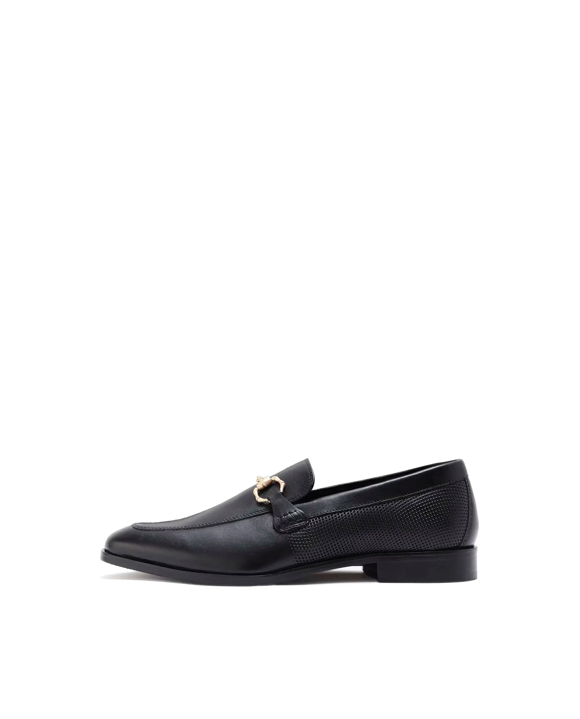 Rare Rabbit Men's Plaza Pro Black Slip-On Genuine Leather Slip-On Loafer