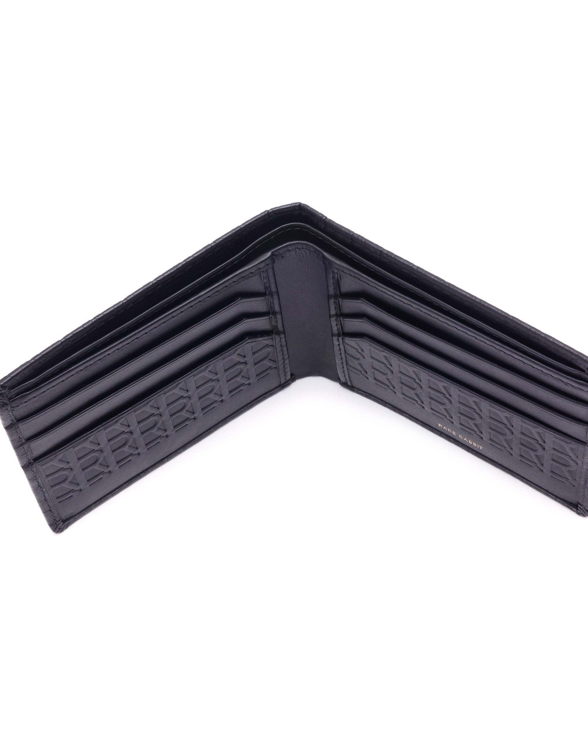 Rare Rabbit Men's Rhon Blue Slim Bi Fold RFID Embossed Monogram Wallet