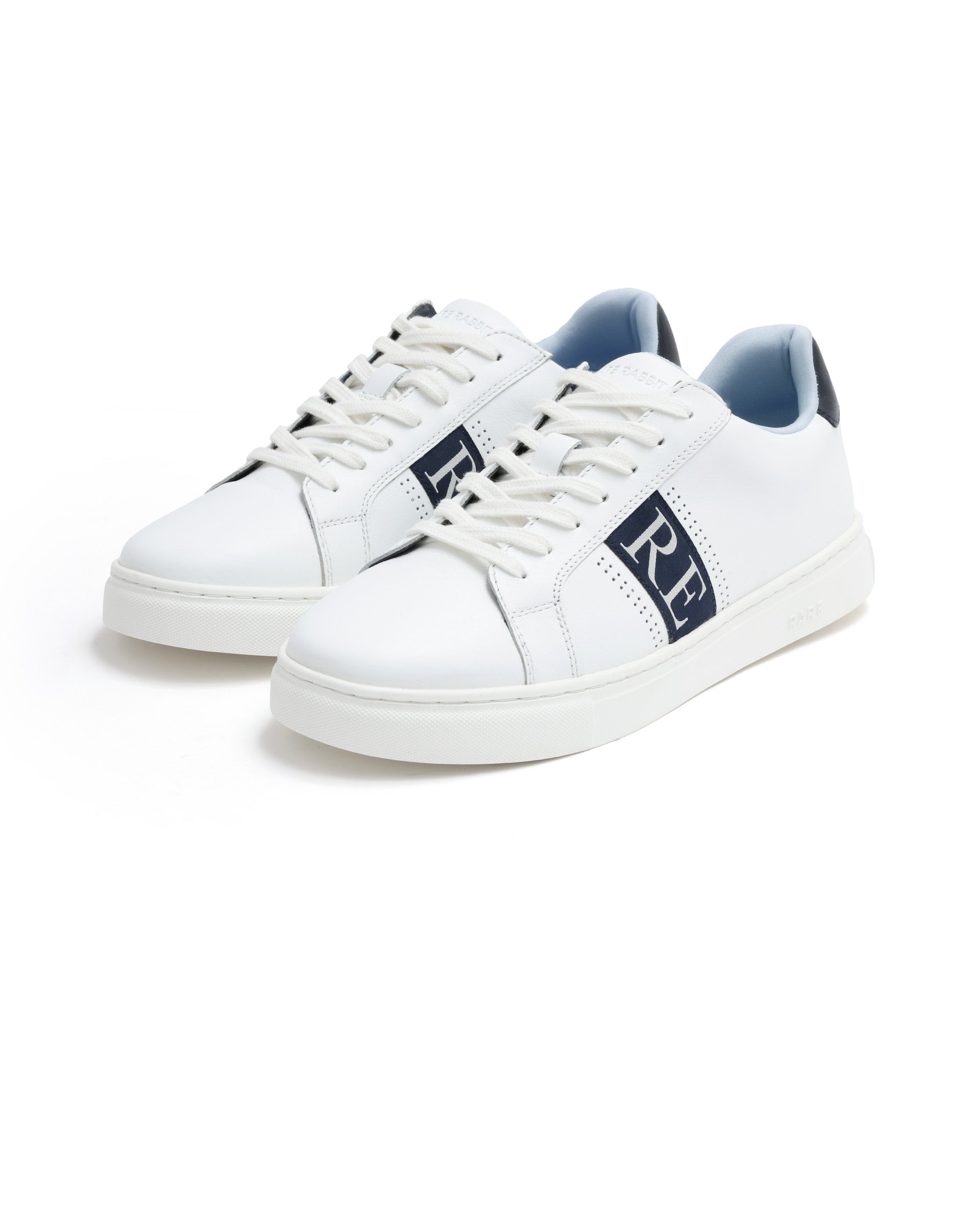 Rare Rabbit Men's Galileo Blue Round Toe Statement Branding Smart Casual Sneaker Shoes