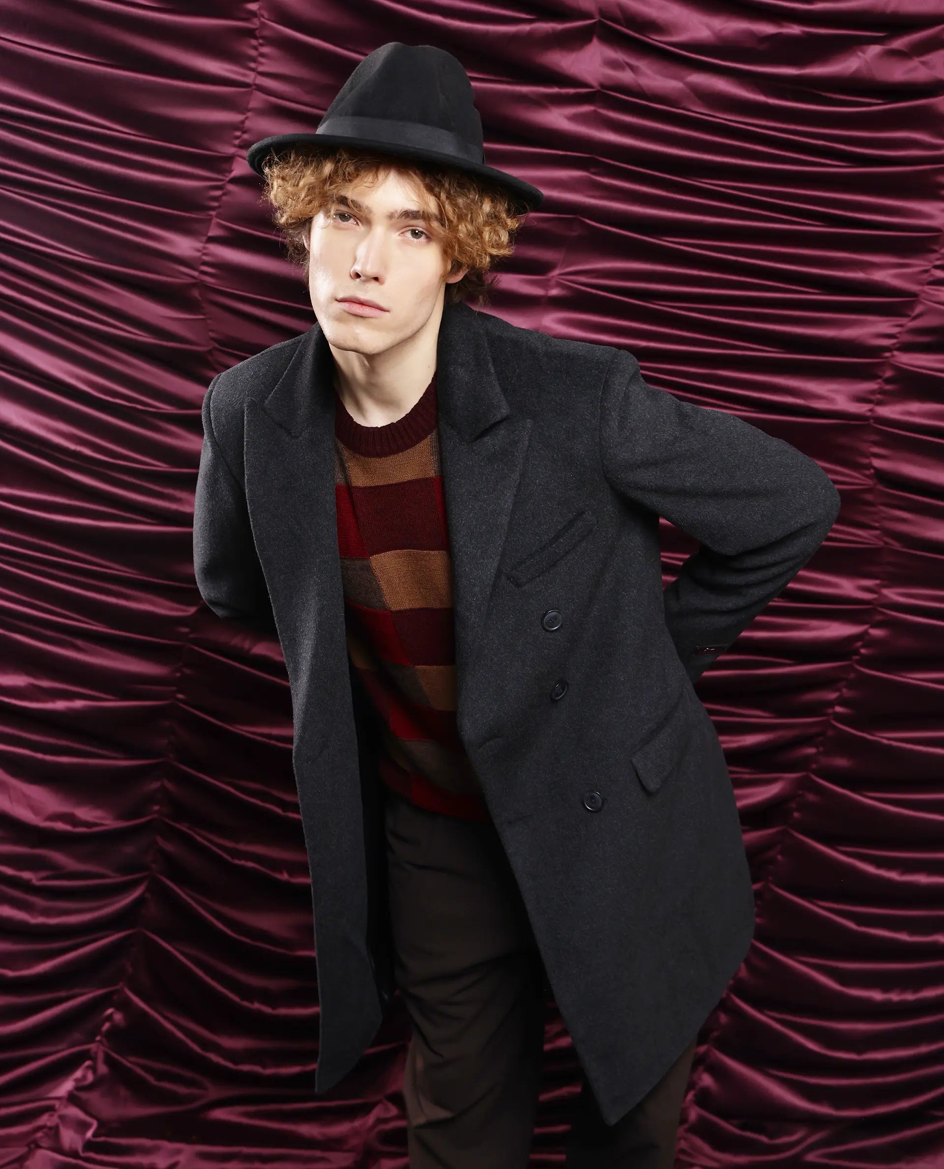 Rare Rabbit Men Spartan Black Polyester Rayon Fabric Full Sleeve Lapel Collar Plain Coat