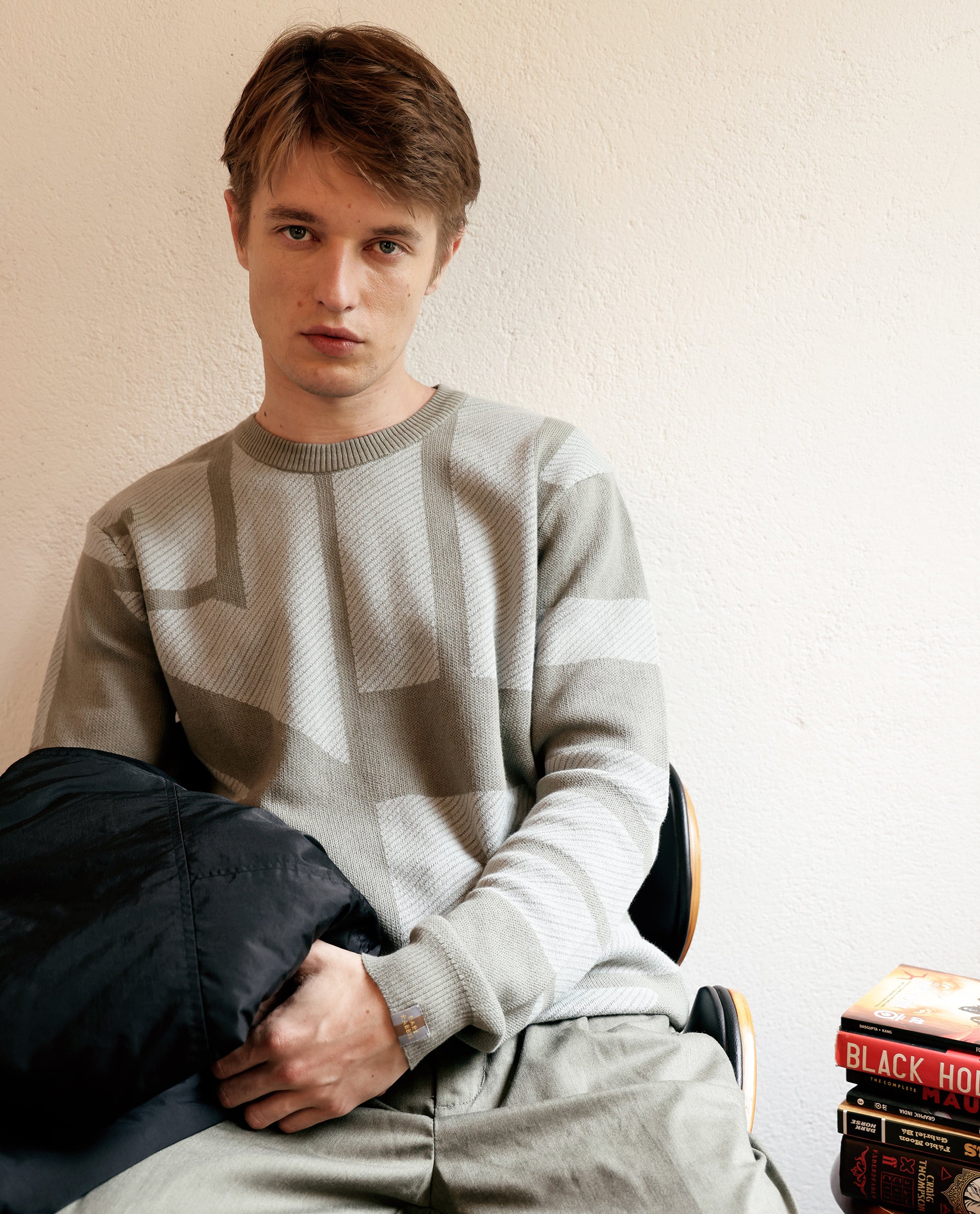 Rare Rabbit Men's Toge Green Cotton Fabric Full Sleeve Crew Neck Monogram Print Sweater