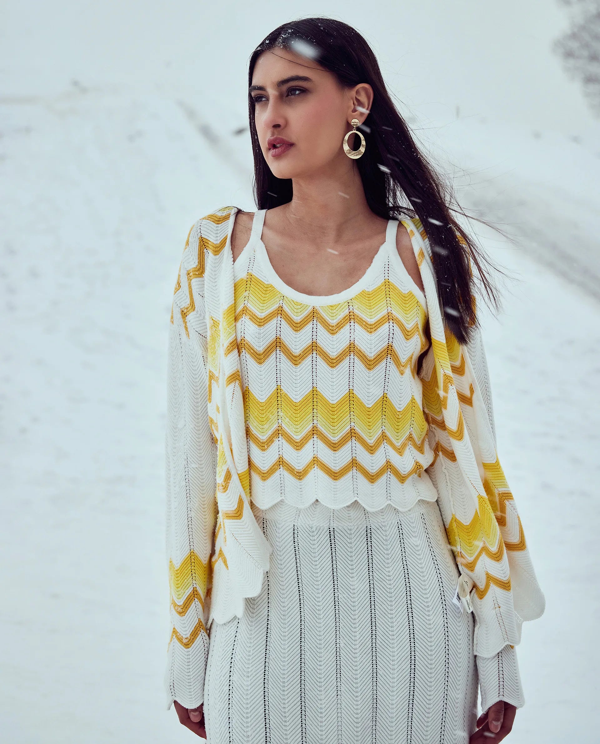 Rareism Women's Nupstir-T Yellow Cotton Shoulder Strap Knitted Sleeveless Crop Regular Fit Top