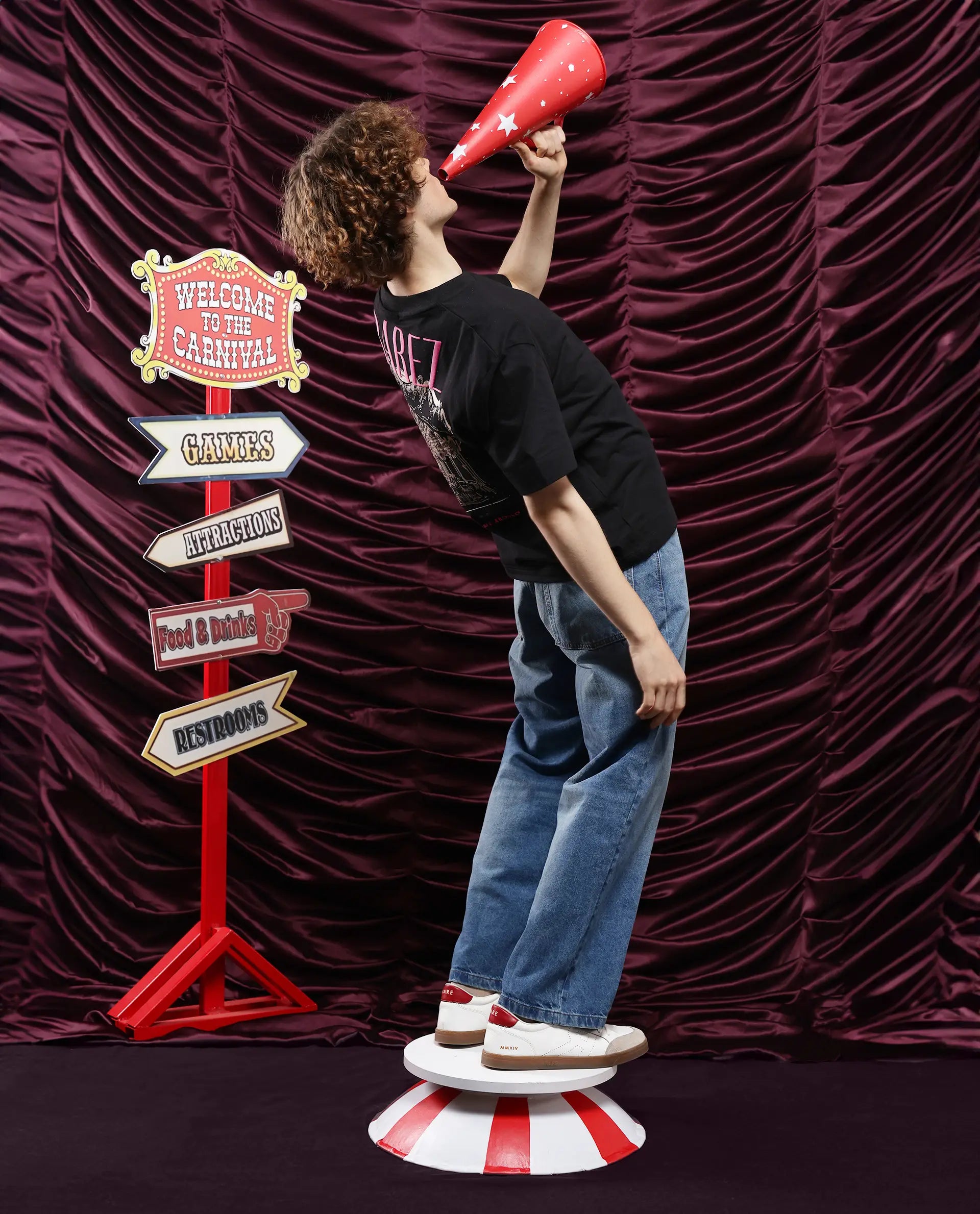 Rare Rabbit Men Carl Black Cotton Fabric Short Sleeve Crew Neck Oversized Fit Graphic Back Print T-Shirt