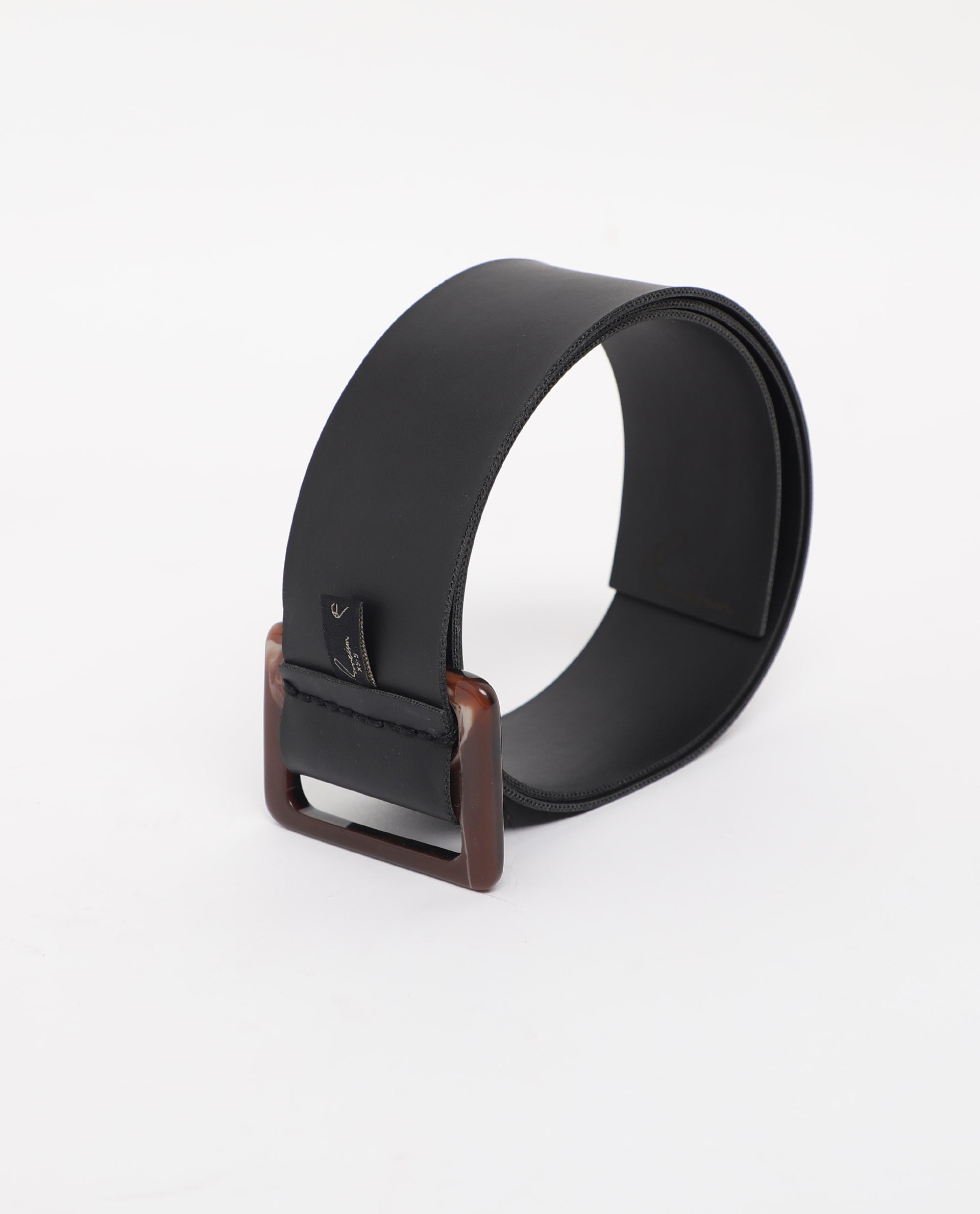 Rareism Women France Black Solid Leather Belt