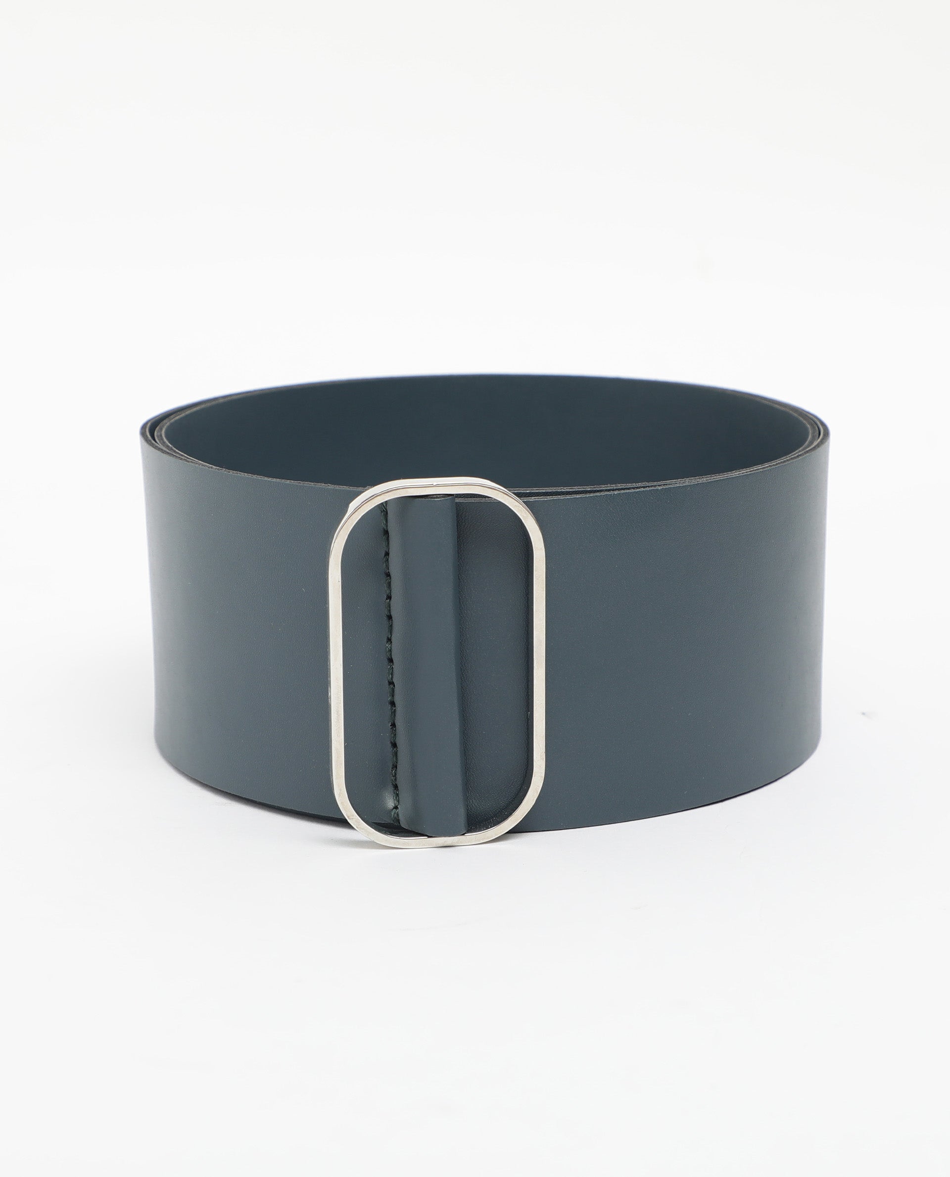 Rareism Women Abandon Dark Teal Solid Leather Belt