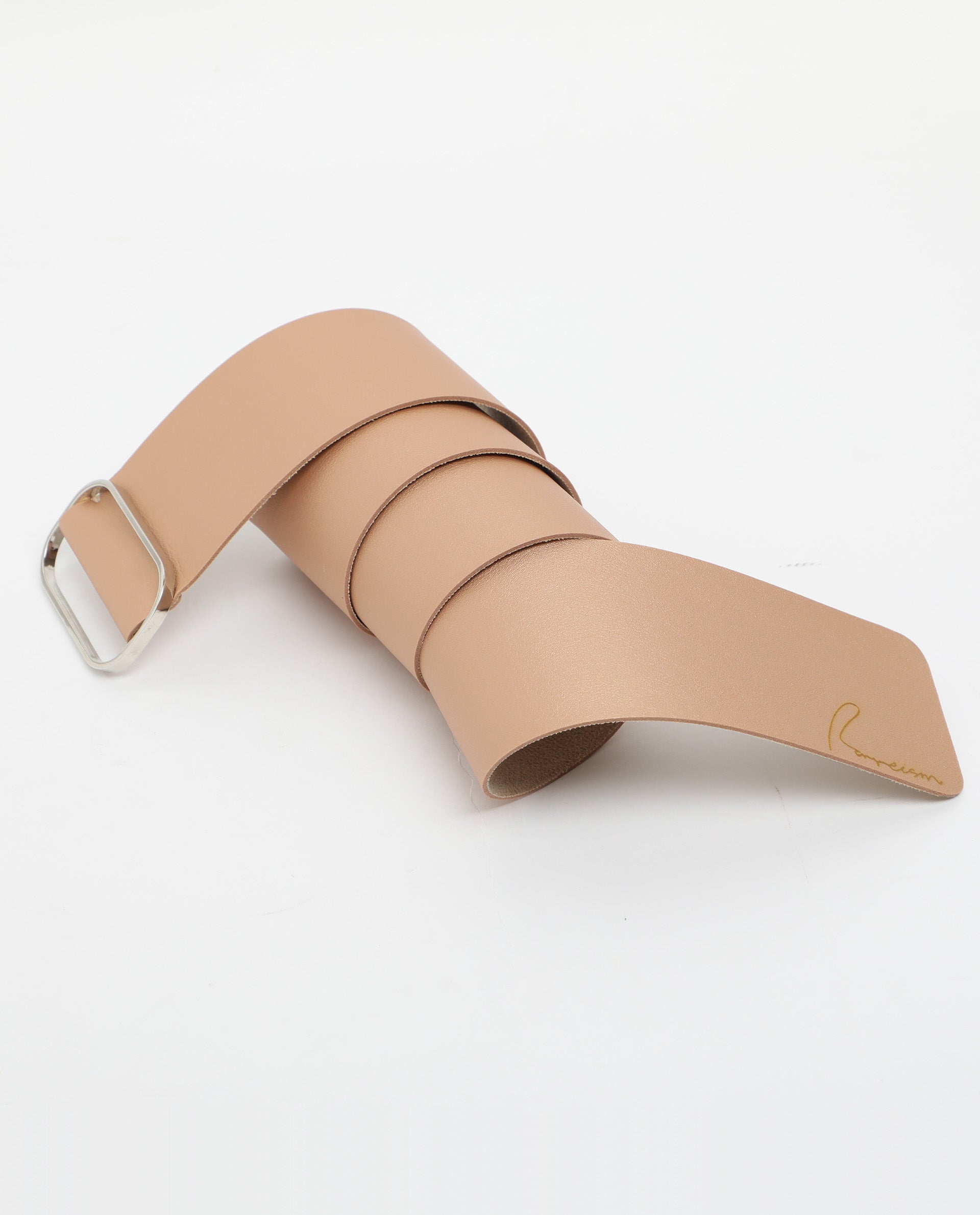 Rareism Women Abandon Metalic Brown Solid Leather Belt