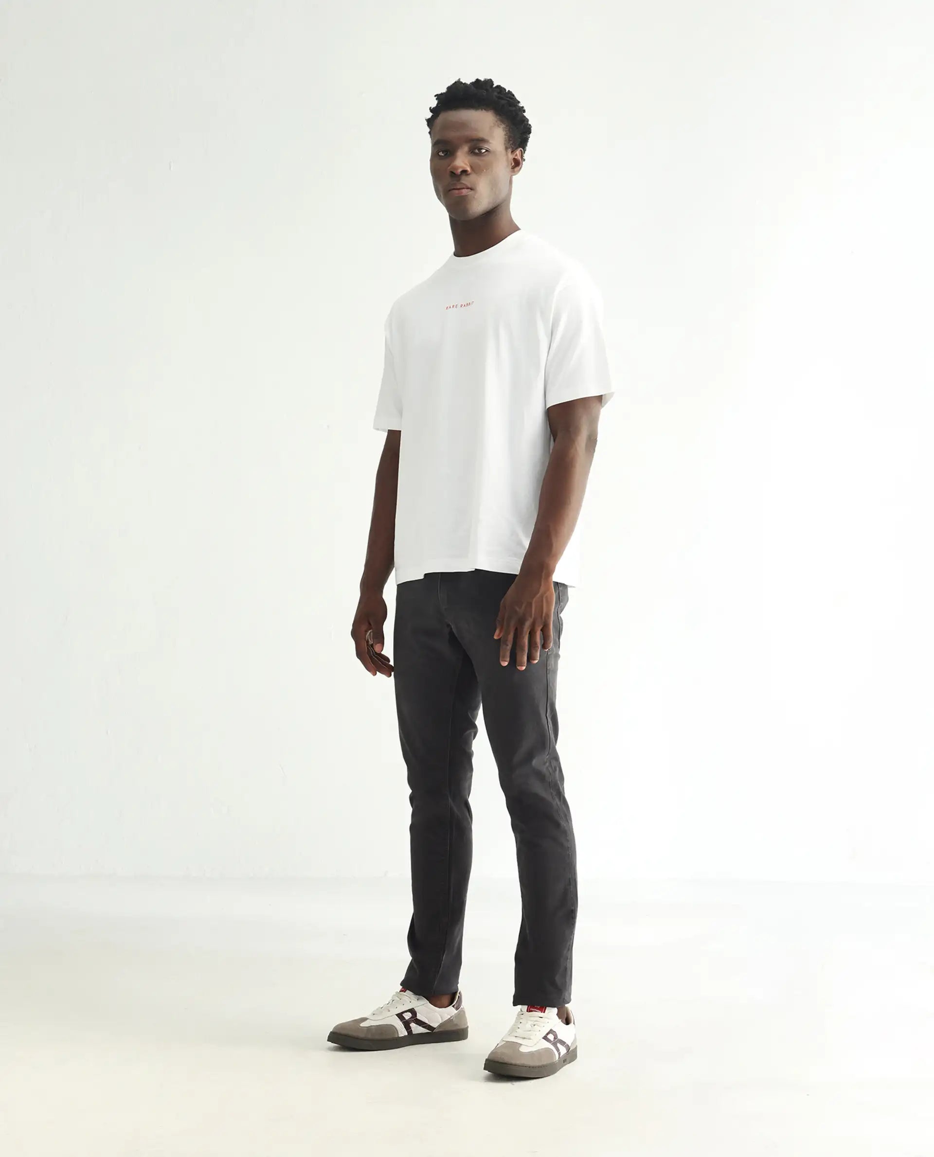 Rare Rabbit Men's Oxin Grey Cotton Plain Hawk Slim Fit Jeans