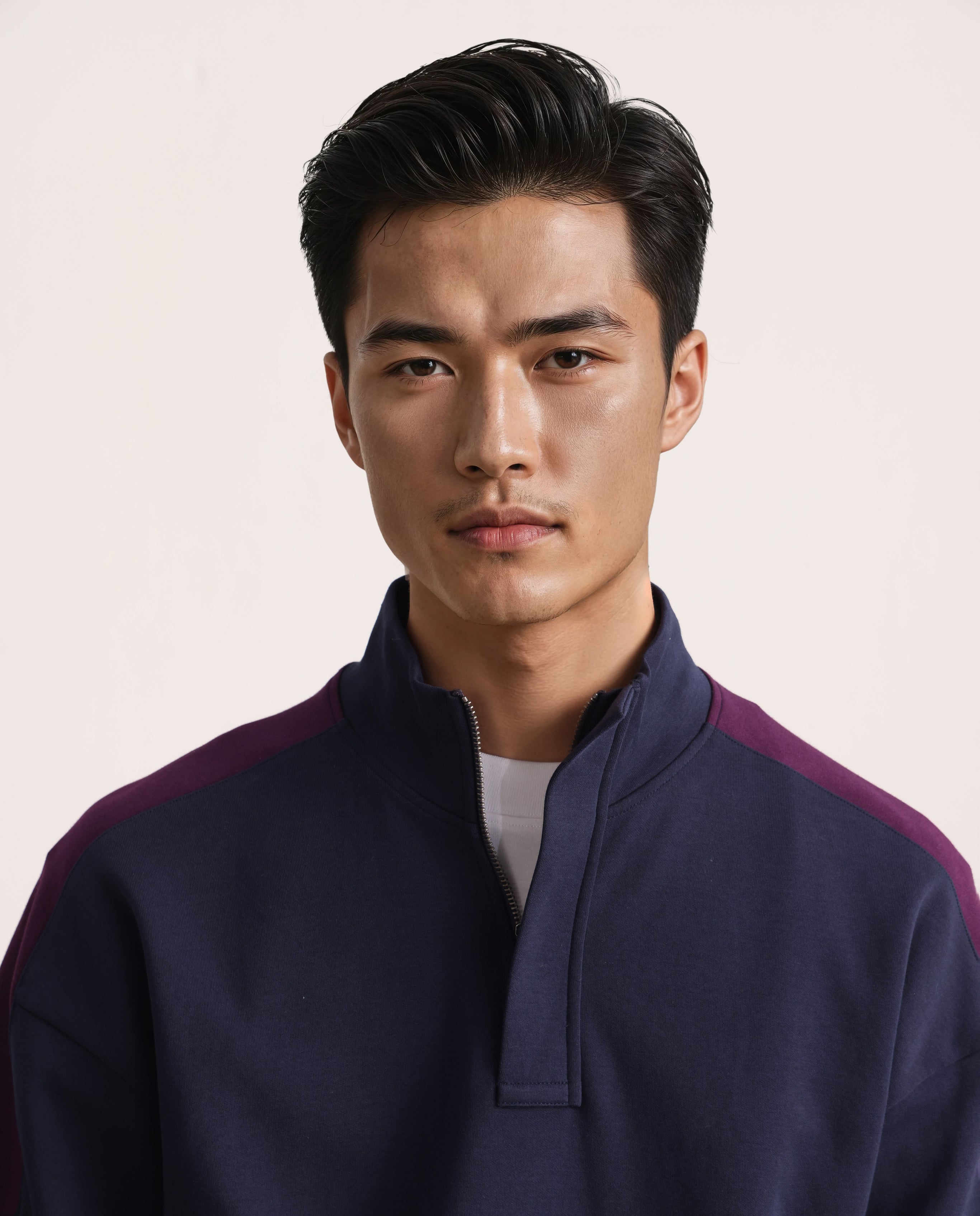 Rare Rabbit Men Armo-1 Navy Full Sleeve High Neck Plain Sweatshirt