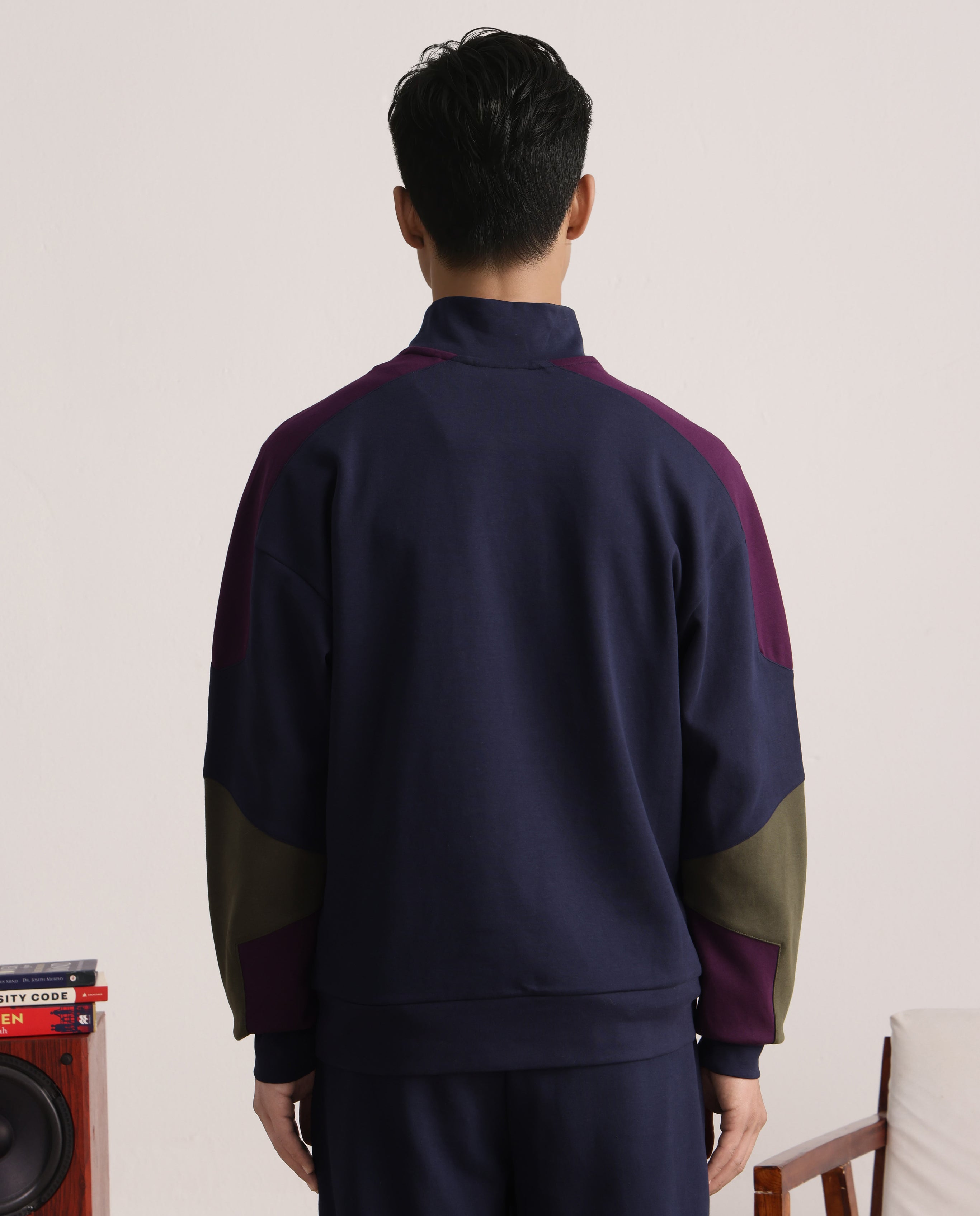Rare Rabbit Men Armo-1 Navy Full Sleeve High Neck Plain Sweatshirt