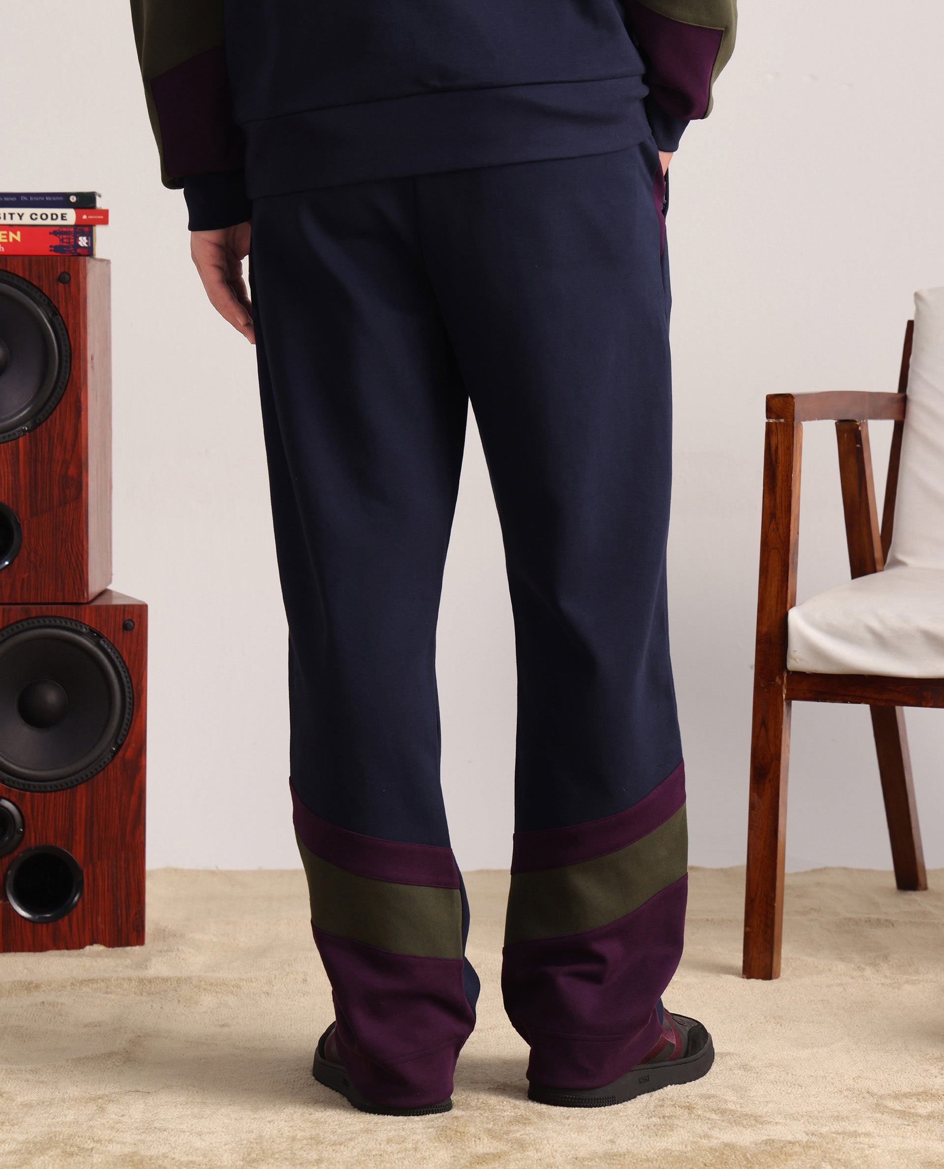 Rare Rabbit Men Armon-1 Navy Full Sleeve Cotton Drawstring Closure Printed Track Pant