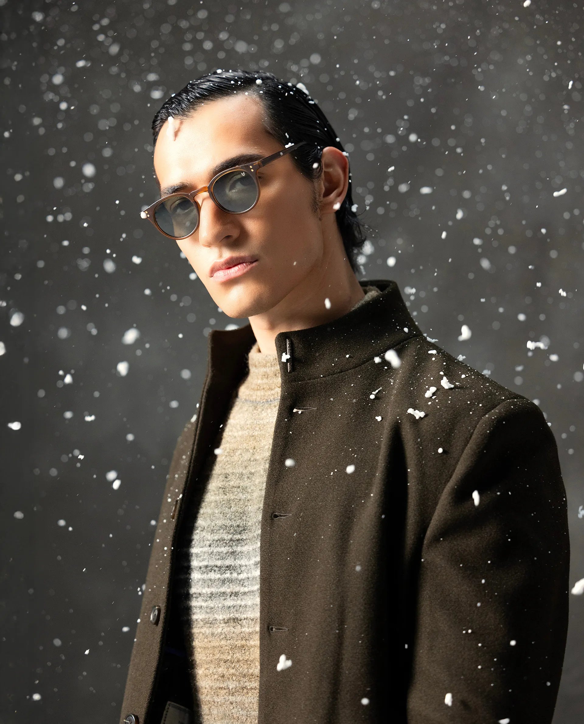 Rare Rabbit Men's Nemo Light Brown Acrylic Color Block Regular Fit Full Sleeve Crew Neck Sweater