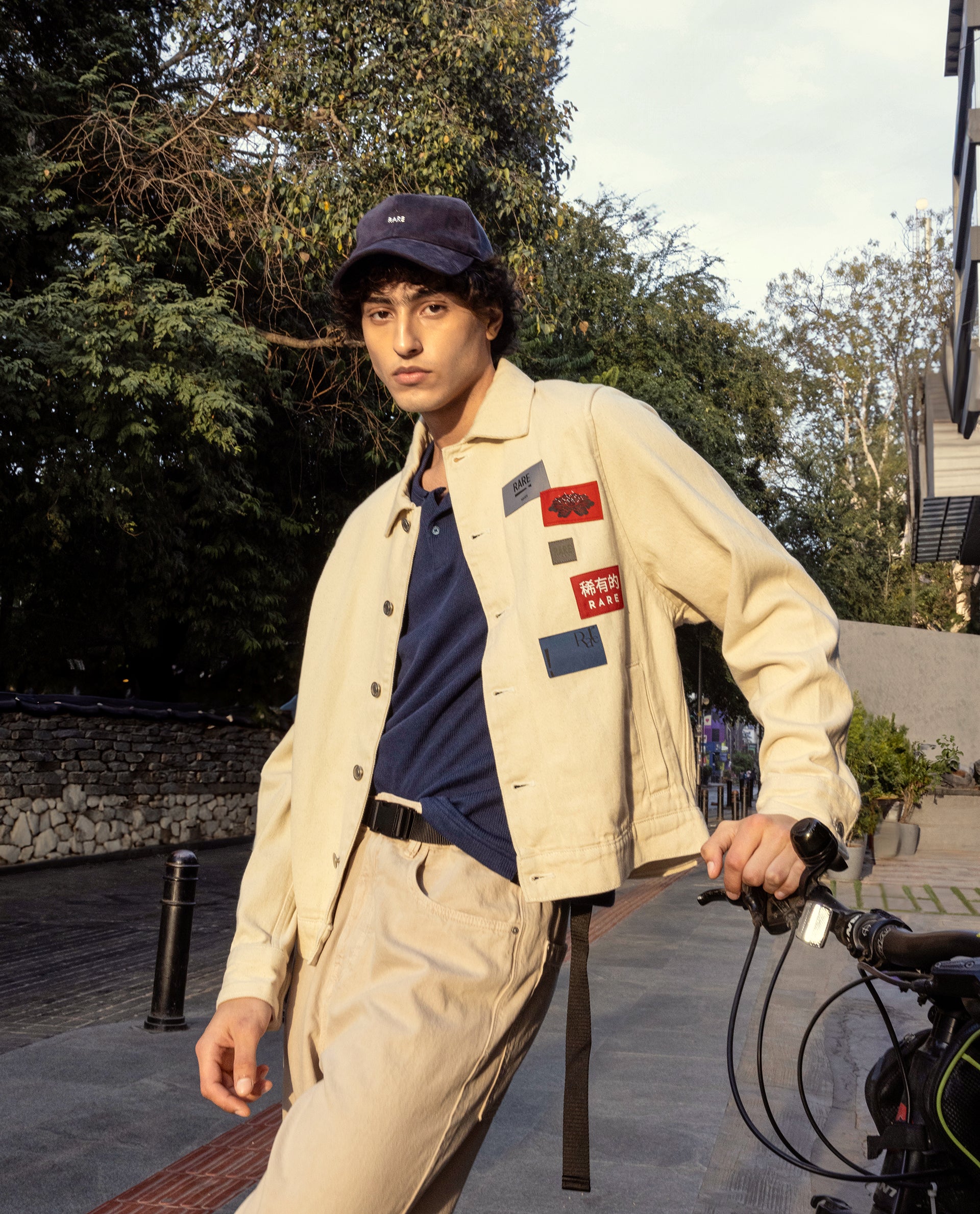 Rare Rabbit Men Rewq Off White Cotton Fabric Collared Neck Jacket