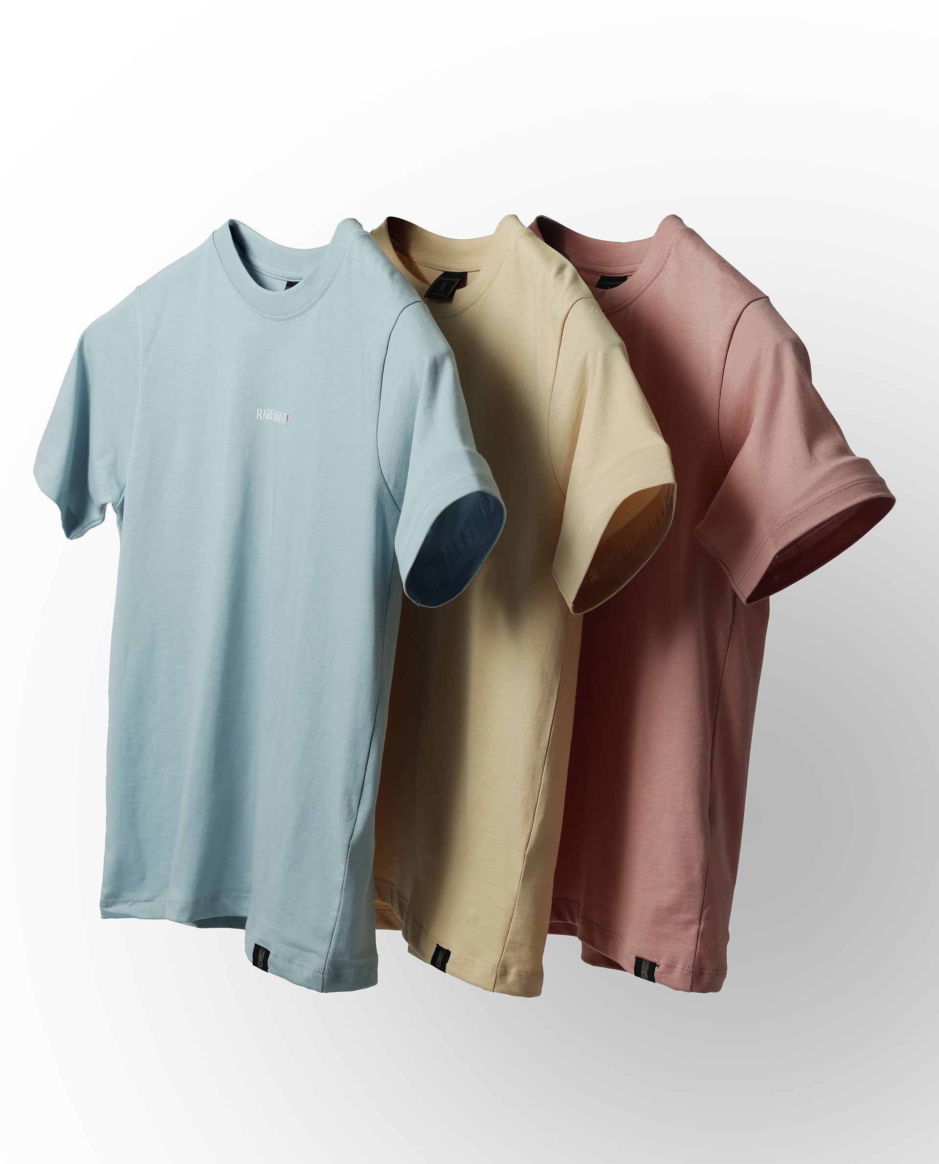 Rare Ones Kids Trio-1 Pastel Yellow,Dusky Blue,Dusky Pink Cotton Half Sleeve Plain Slip-On Closure Regular Fit T-Shirts