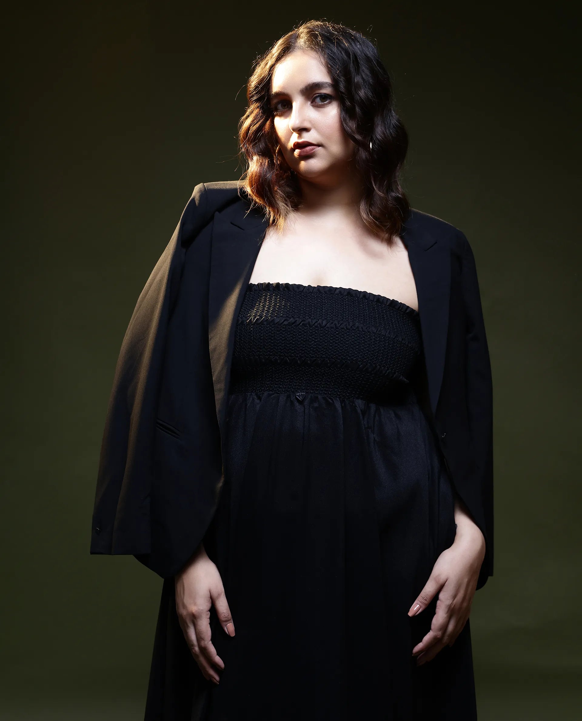 Rareism Women Gimpel Black Viscose Nylon Fabric Sleeveless Shoulder Straps Fit And Flare Plain Maxi Empire Dress