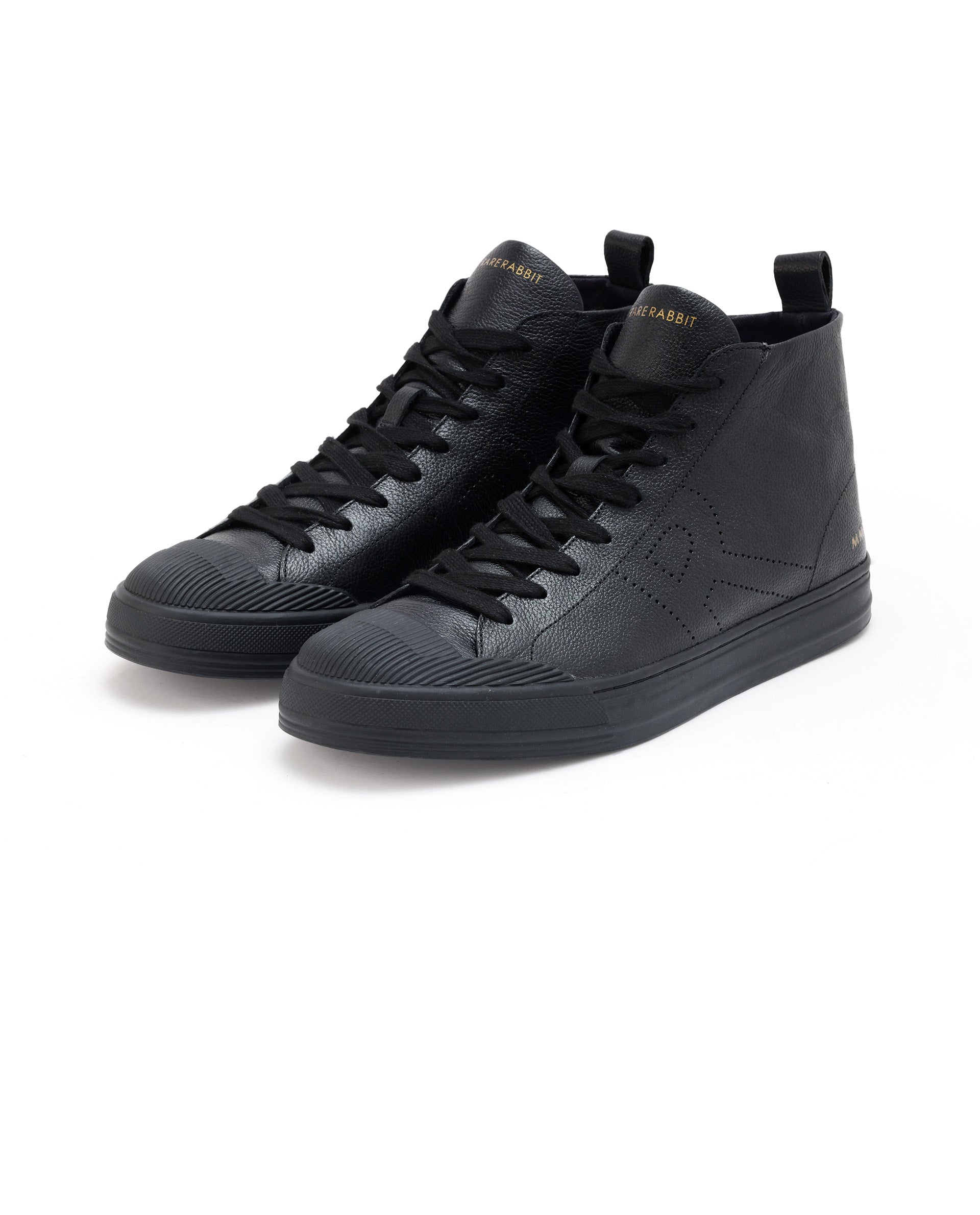 Rare Rabbit Mens Sauron Hi Pro Black Premium Milled Leather Lace Up High Top Round Toe Sneaker Shoes