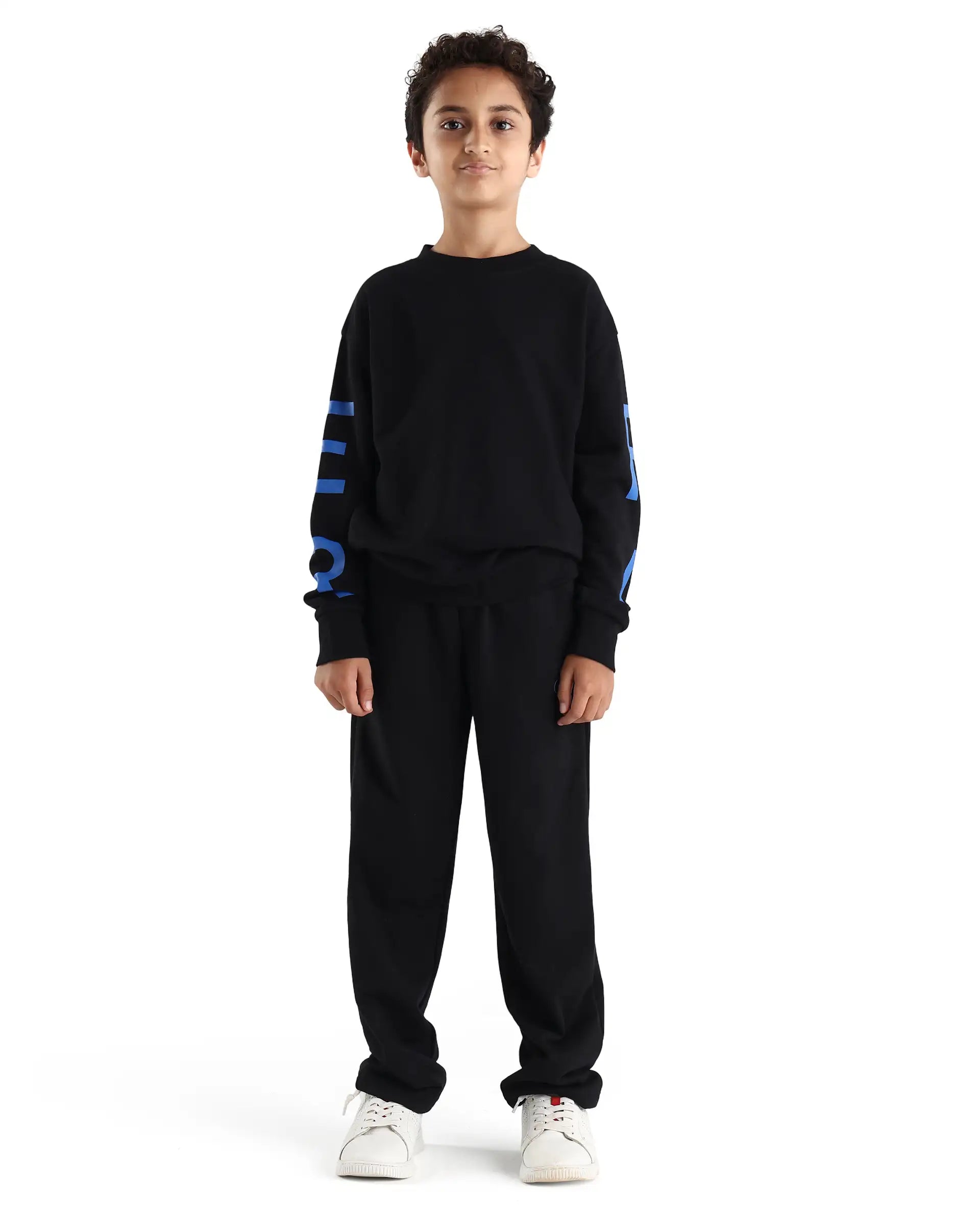 Rare Ones Kids Arno-B Black Cotton Blend Drawstring Closure Regular Fit Trackpant