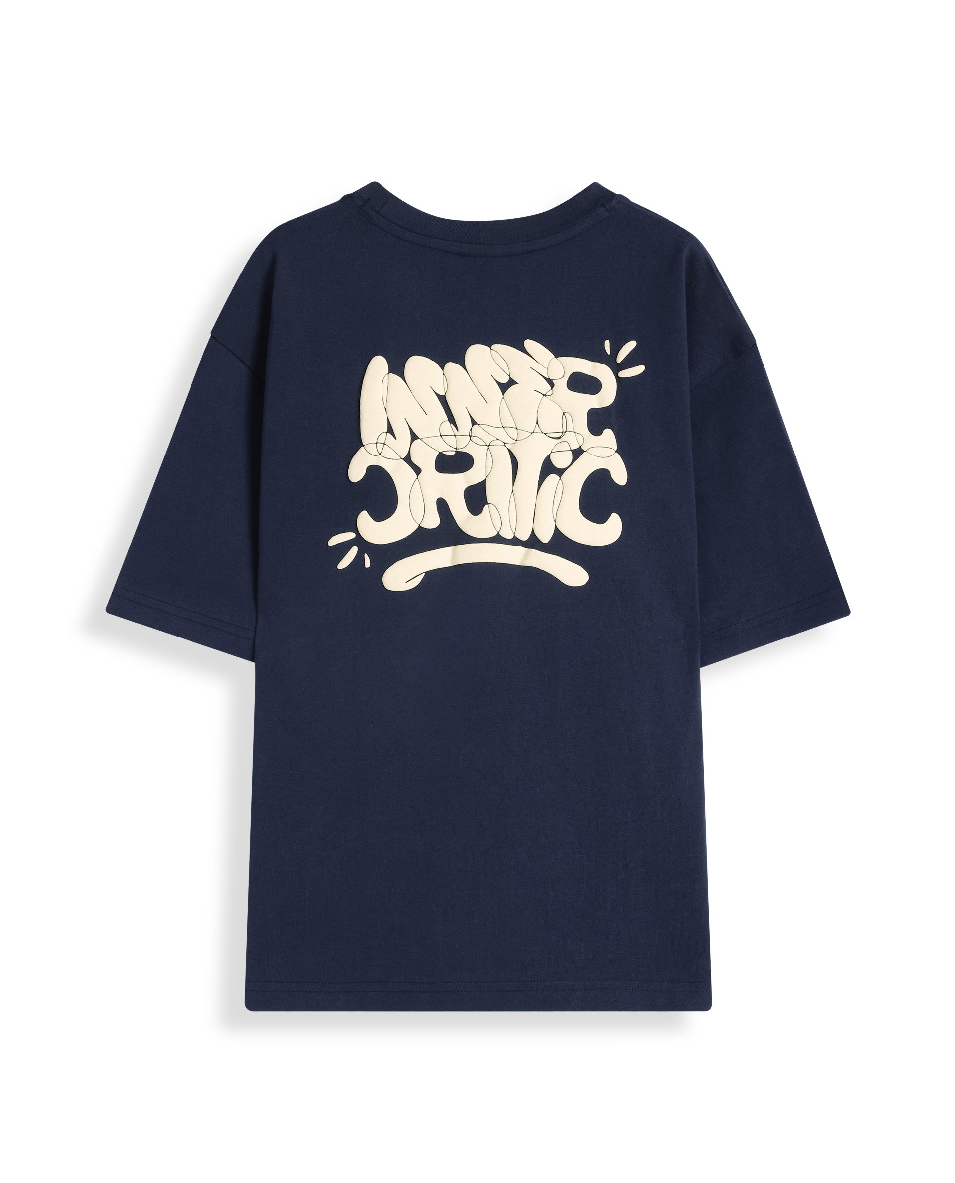 Rare Ones Kids Chris Navy Cotton Half Sleeves Crew Neck Oversized Fit Graphic Print T-Shirt