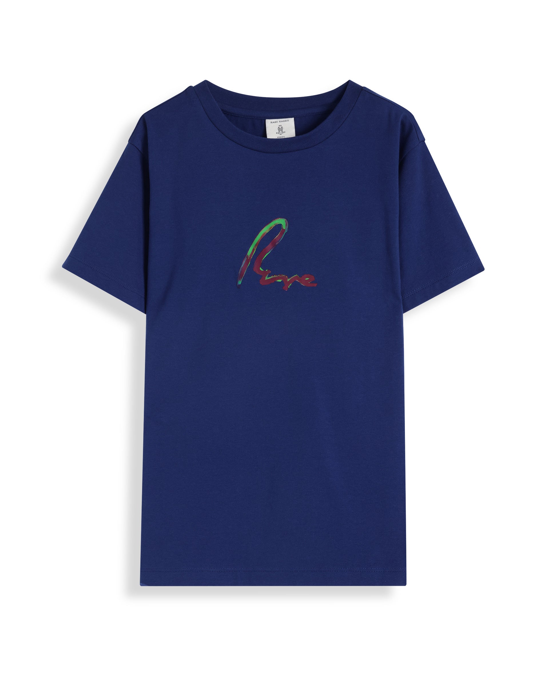 Rare Ones Kids Felix Blue Cotton Half Sleeves Crew Neck Graphic Print T-Shirt