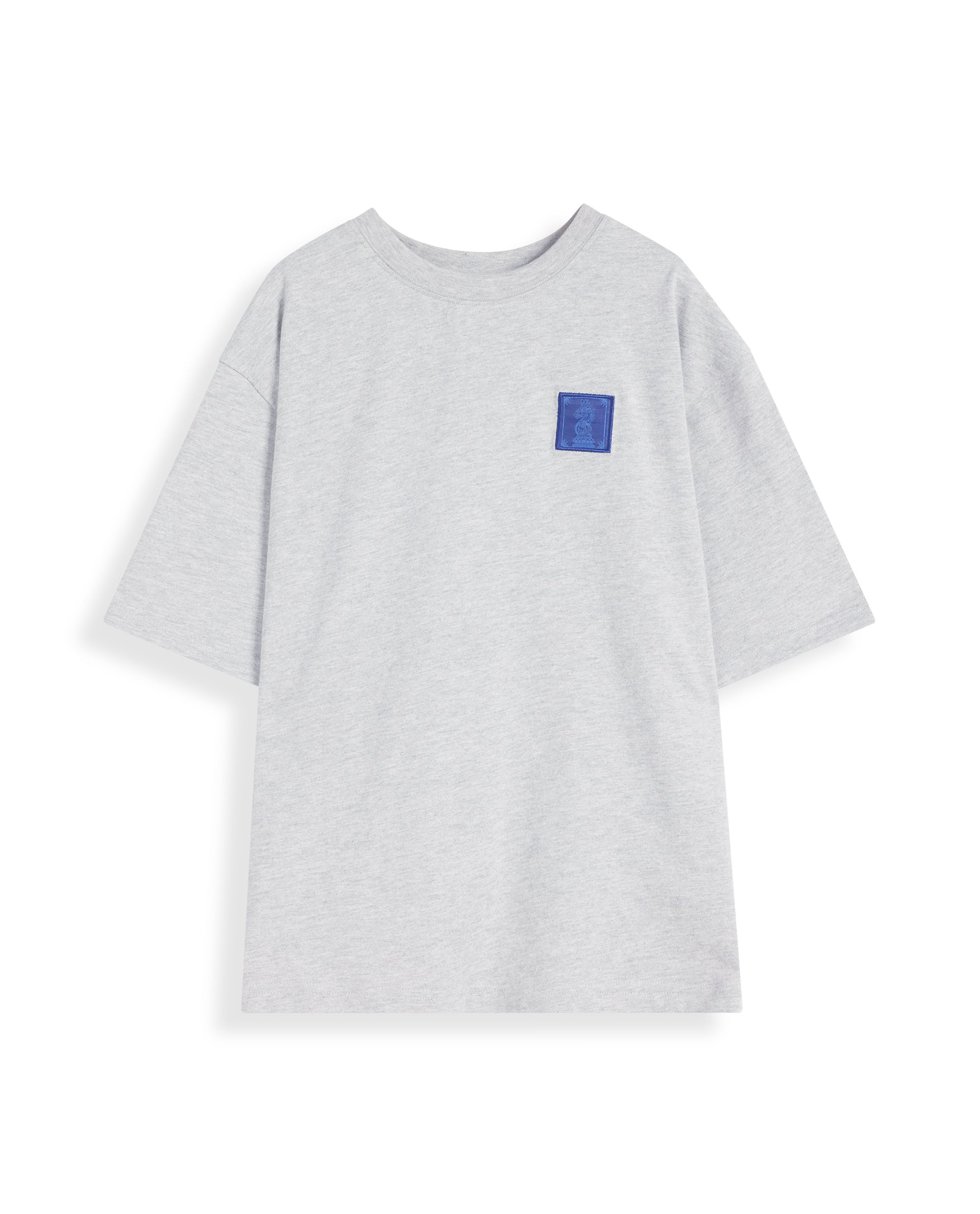 Rare Ones Kids Horse Melange Grey Cotton Half Sleeves Crew Neck Oversized Fit Graphic Back Print T-Shirt