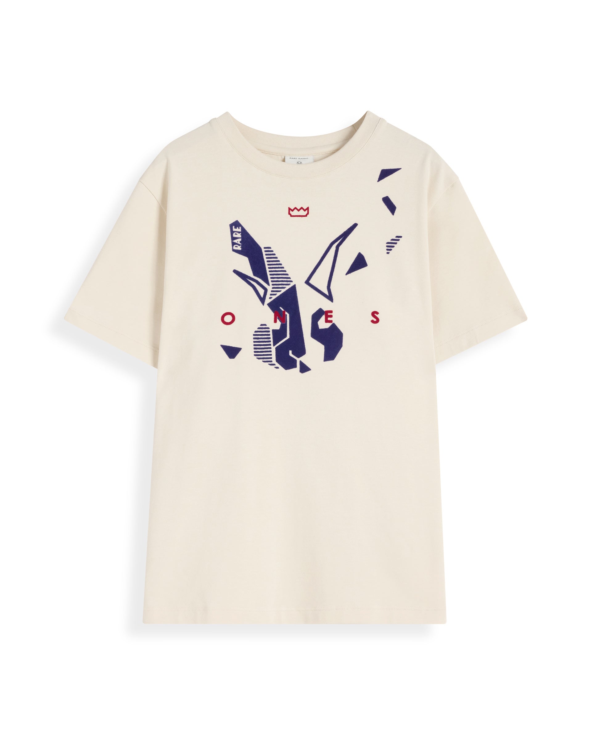 Rare Ones Kids Div Off White Cotton Short Sleeve Crew Neck Regular Fit Flock Print T-Shirt