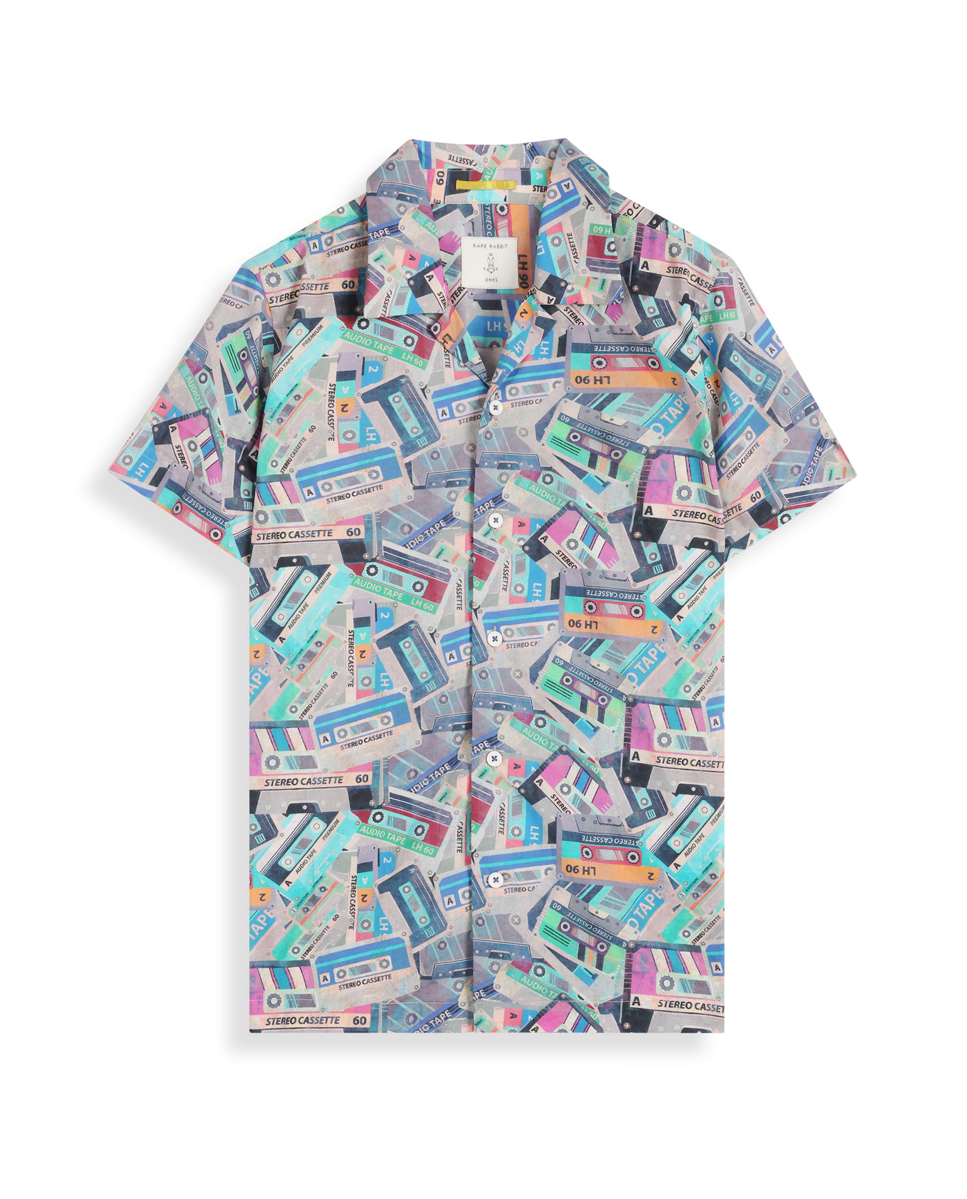 Rare Ones Kids Cast Light Brown Cotton Short Sleeve Cuban Collar Digital Print Shirt