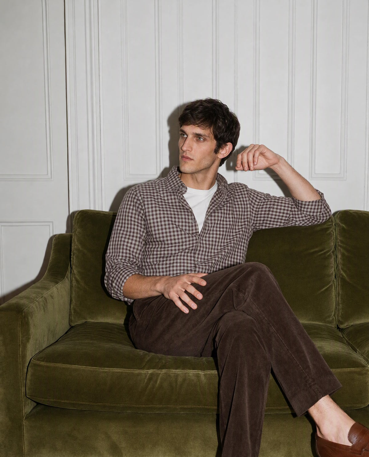 Rare Rabbit Men's Cordo Dark Brown Cotton Blend Button And Zip Regular Plain Trouser
