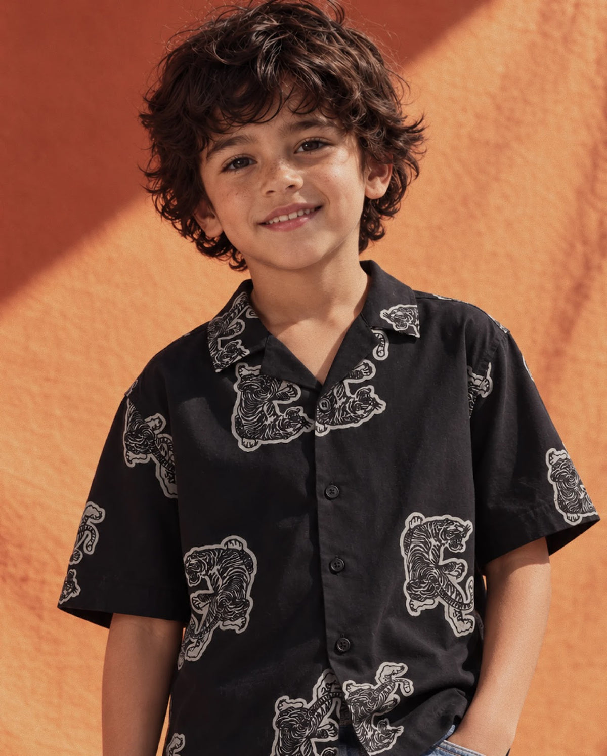 Rare Ones Kids Trian Dark Red Viscose Blend Fabric Button Closure Regular Fit Digital Print Shirt