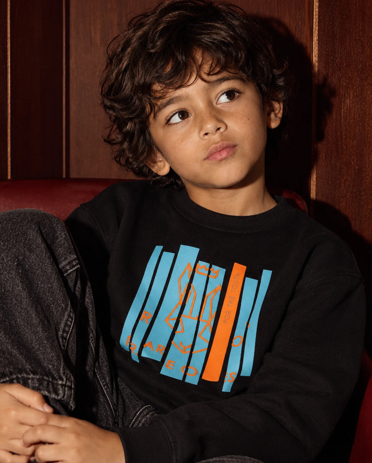 Rare Ones Kids Krio Black Cotton Blend Fabric Crew Neck Pull-On Closure Regular Sweatshirt
