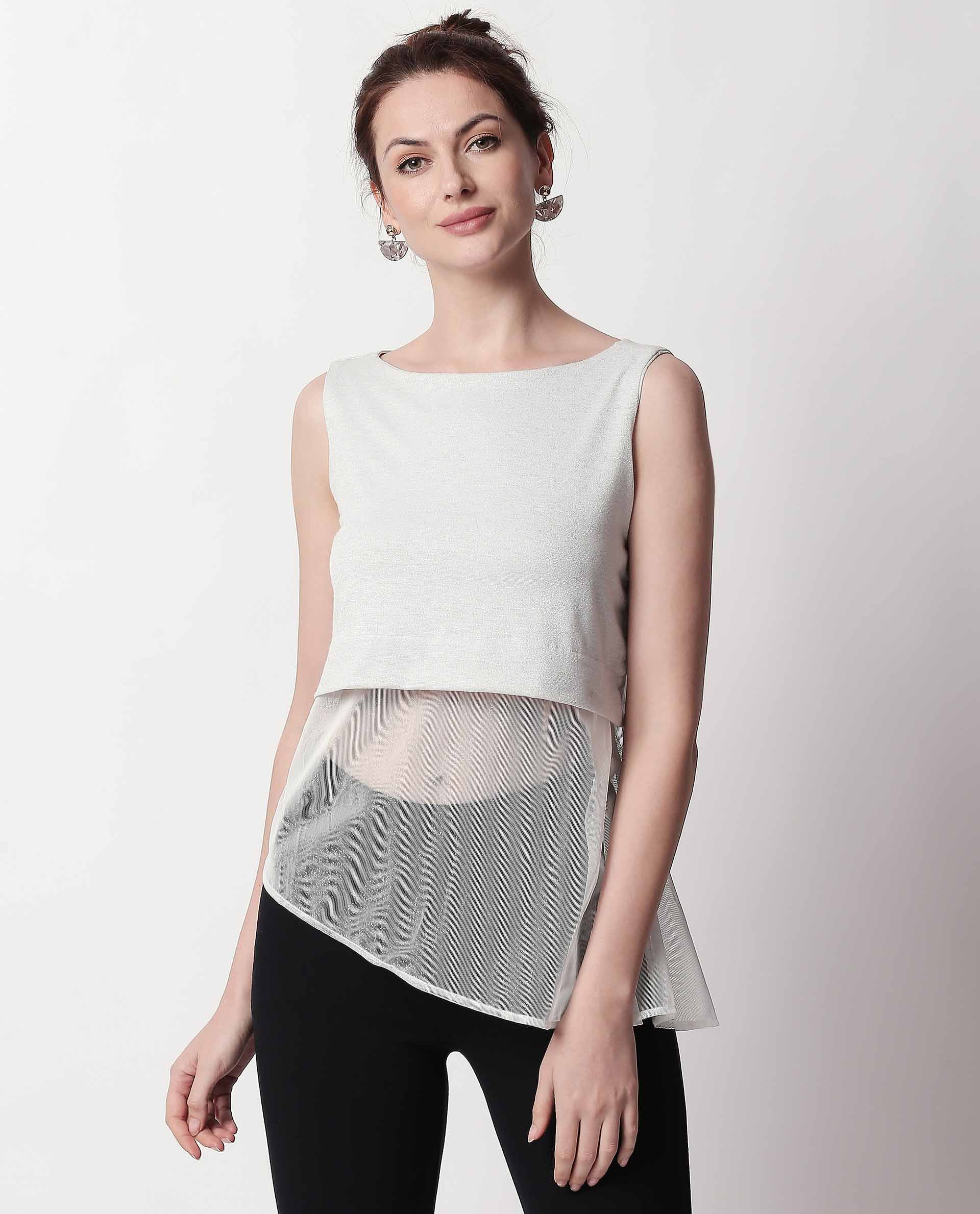 Rareism Women Orion White Top Sleeveless