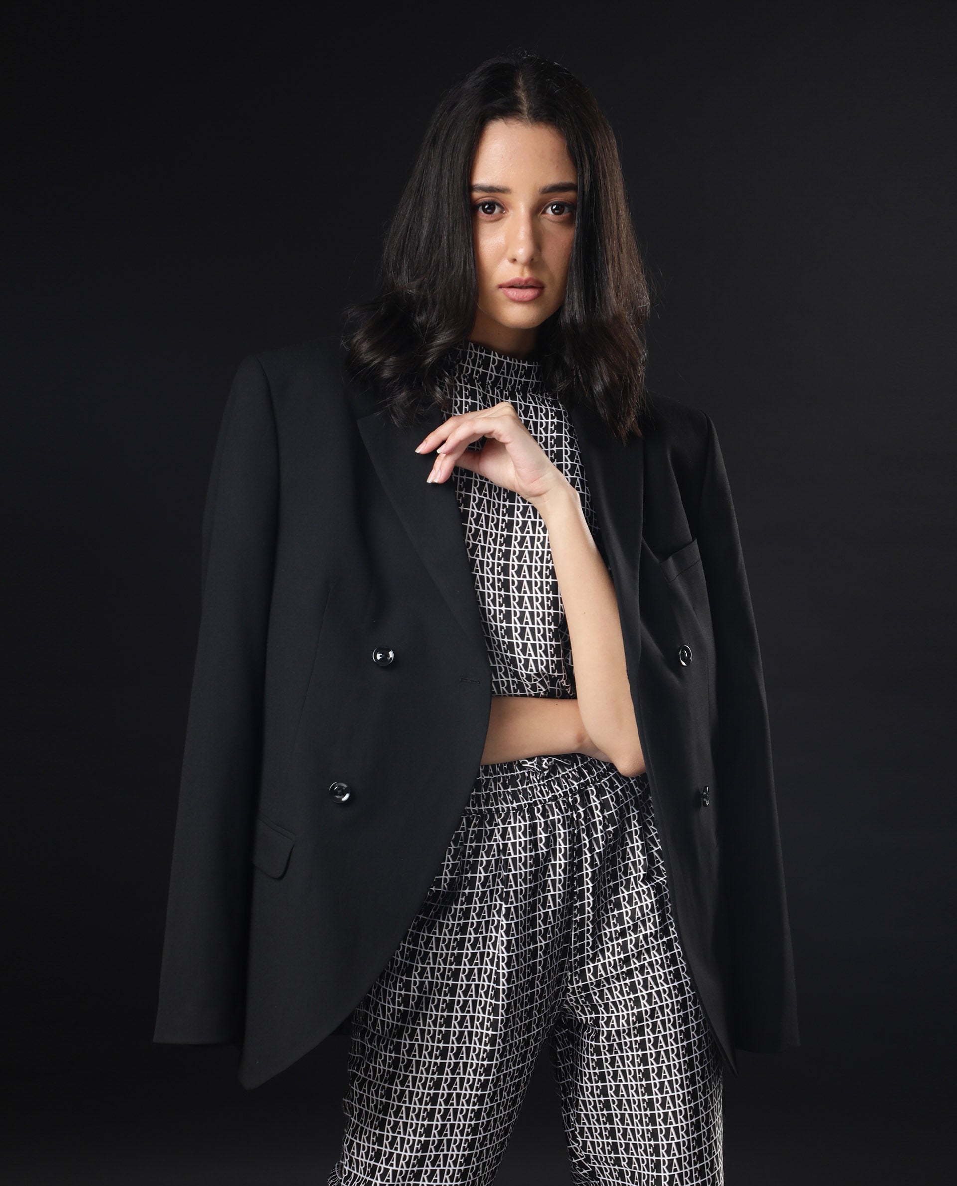 Rareism Womens Remont Black Top Modal Satin Fabric Regular Fit Sleeveless High Neck