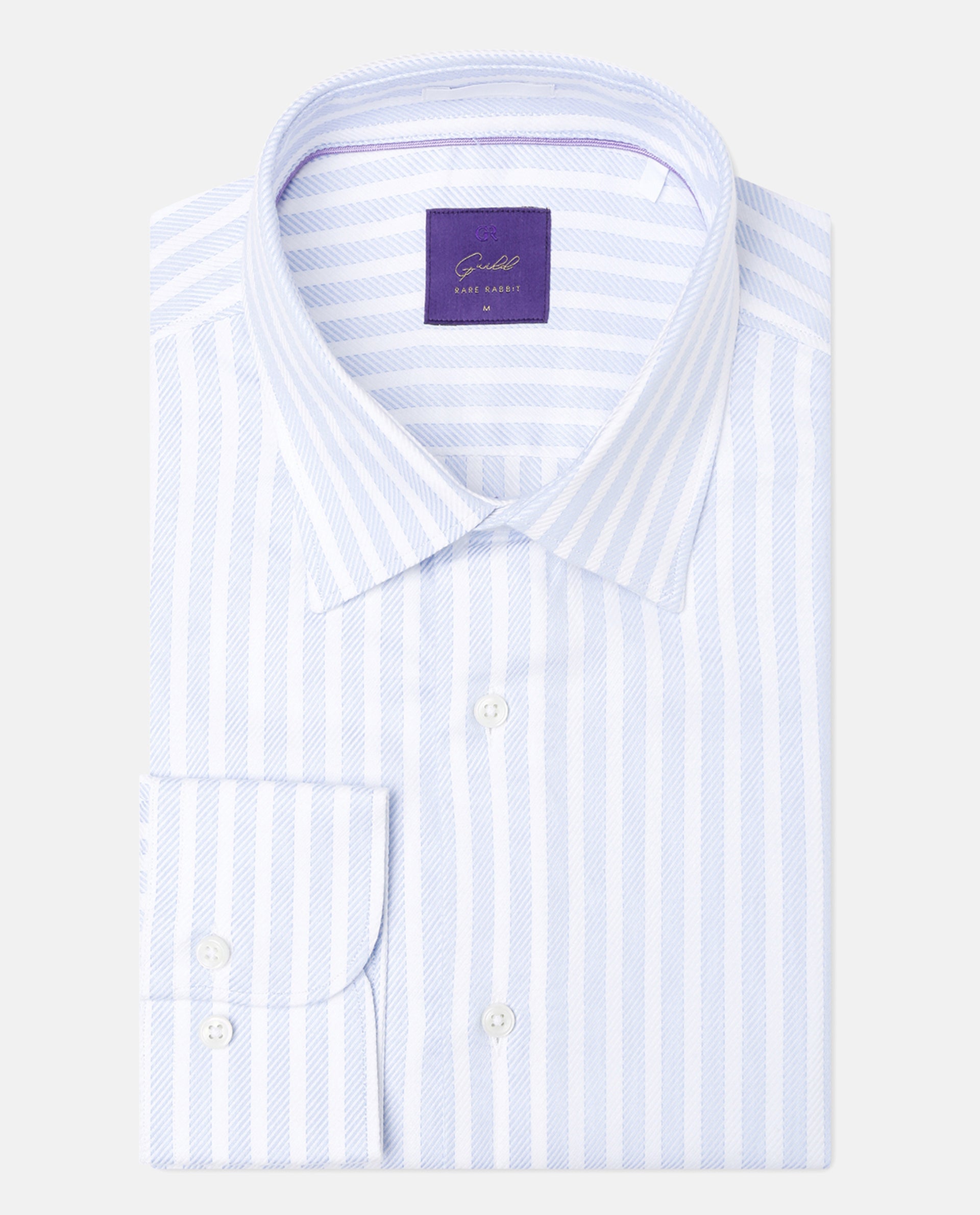 Rare Rabbit Men's Astum Blue Cotton Fabric Full Sleeves Striped Shirt