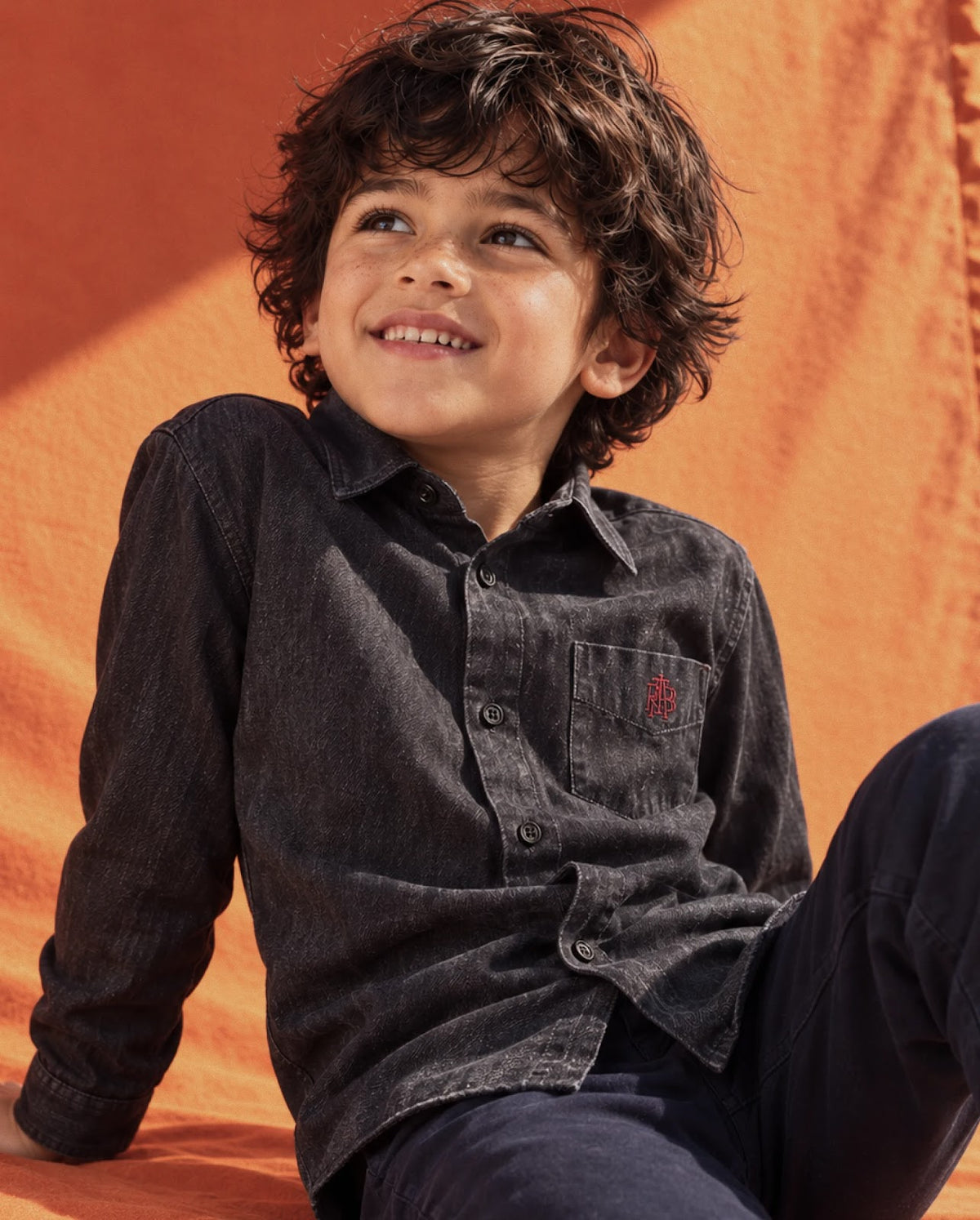 Rare Ones Kids Spens Blue Cotton Blend Fabric Button Closure Regular Fit Embroidered Shirt