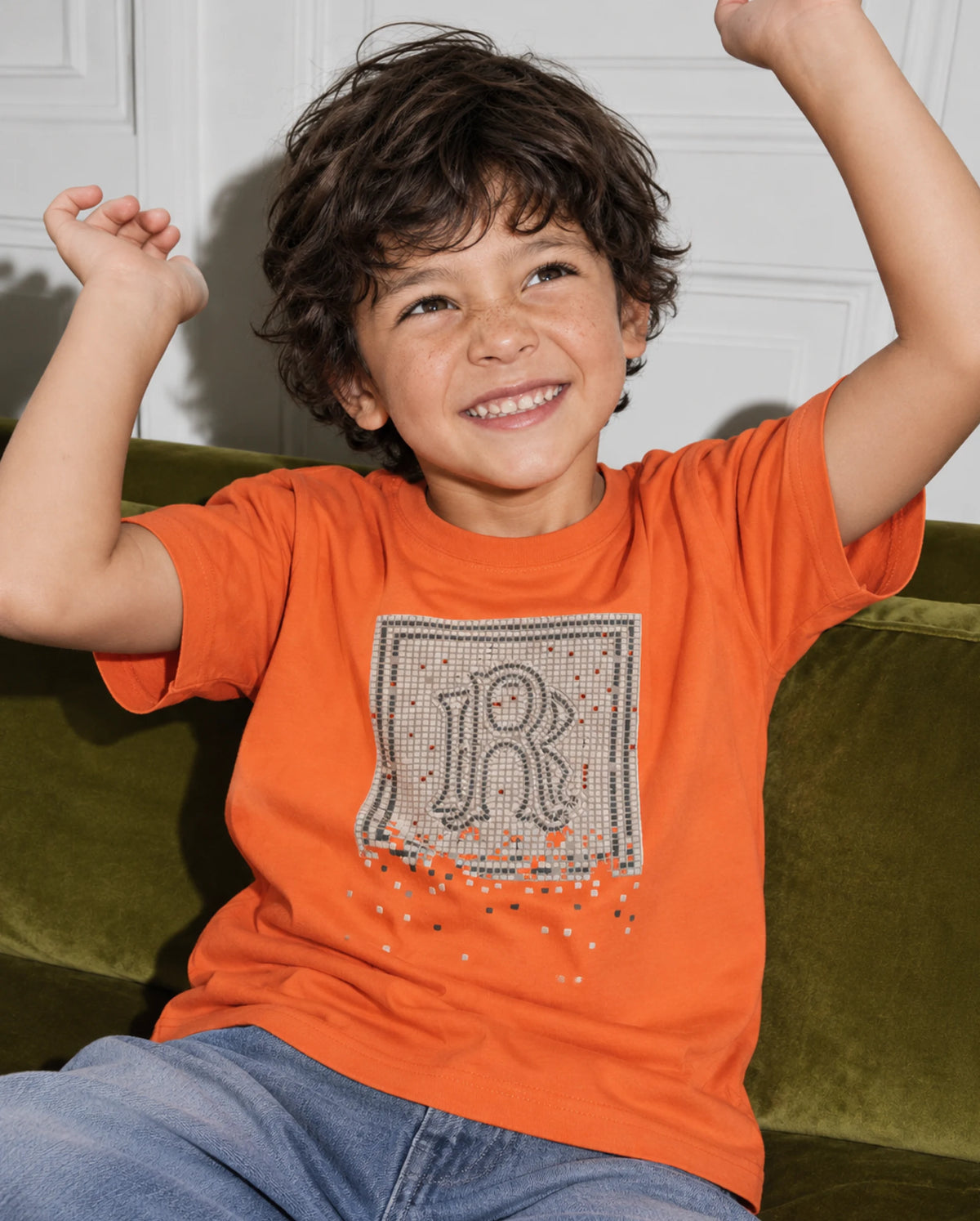 Rare Ones Kids Mezoc-K Orange Cotton Blend Regular Graphic Print T-Shirt