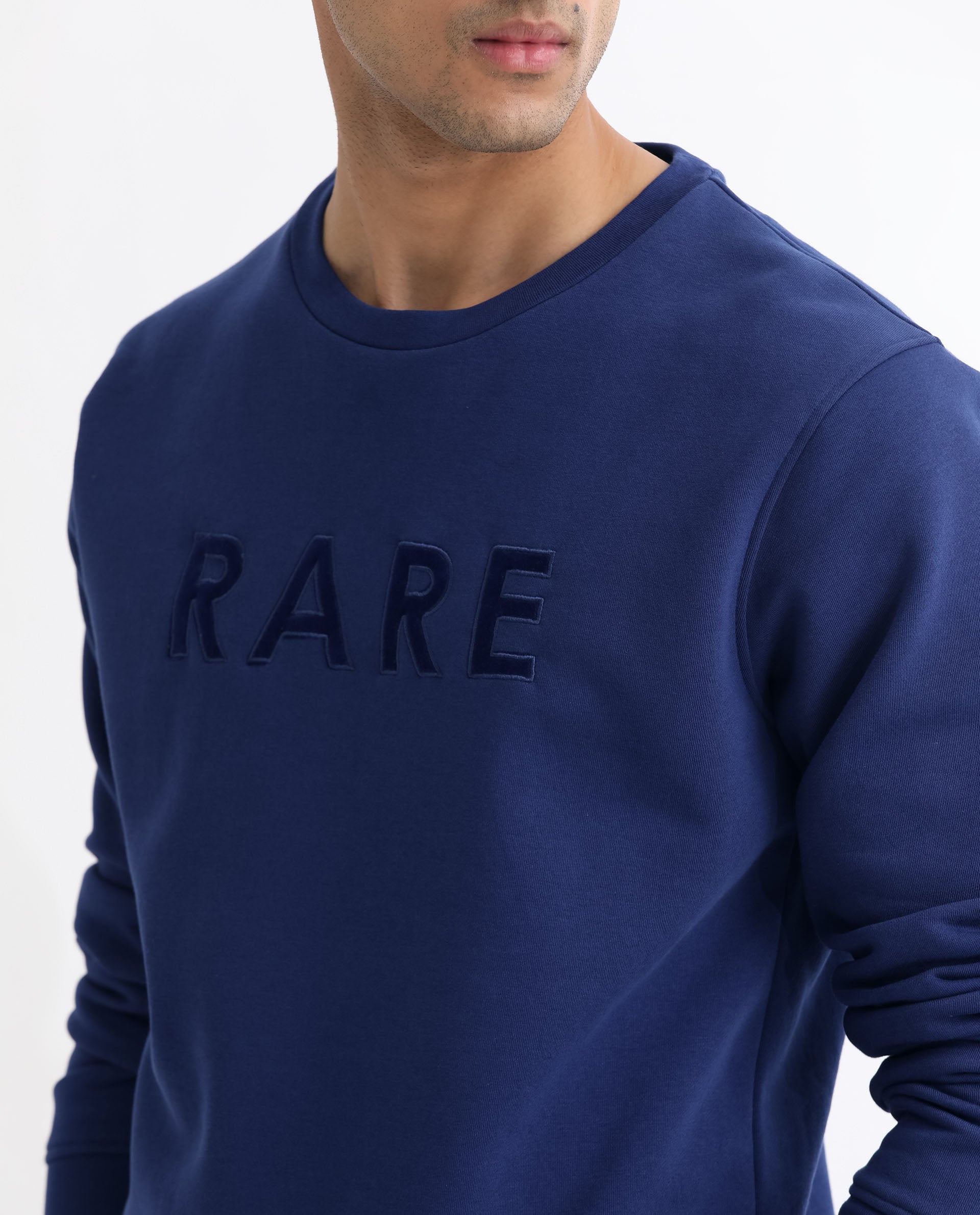 Rare Rabbit Men's Robbs Purple Cotton Polyester Full Sleeves Graphic Printed Logo Knitted Sweatshirt