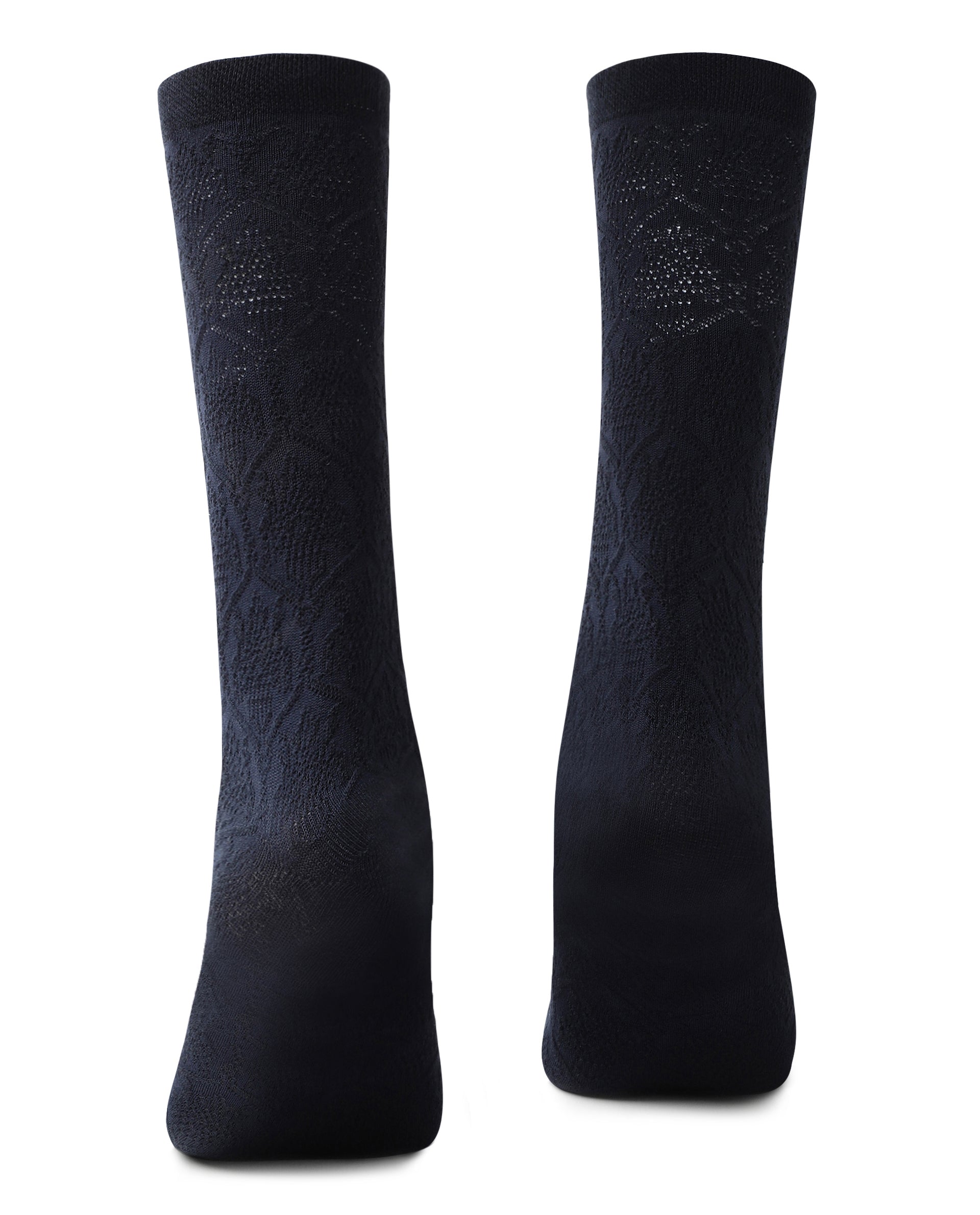 Rare Rabbit Men's Jacq Navy Cotton Fabric Mid Calf Socks