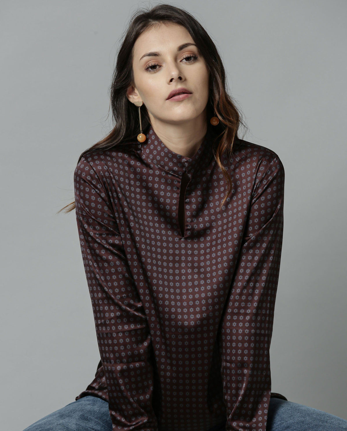 Rareism Women Float Brown Top Full Sleeves Solid