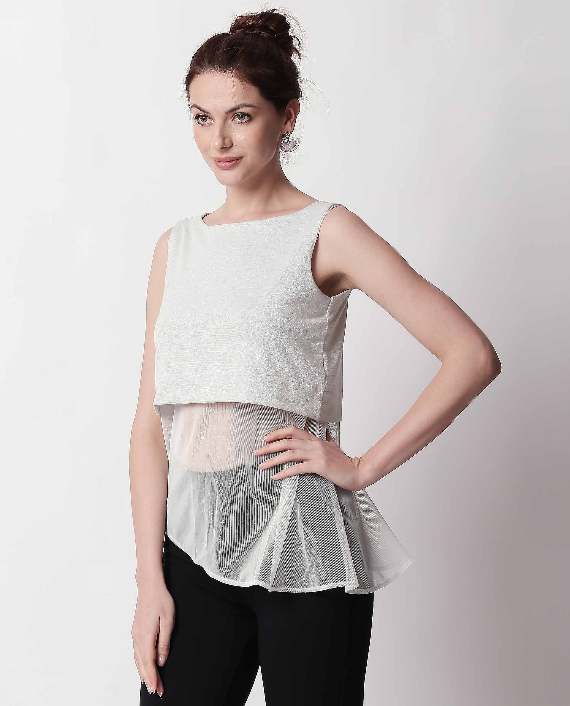 Rareism Women Orion White Top Sleeveless