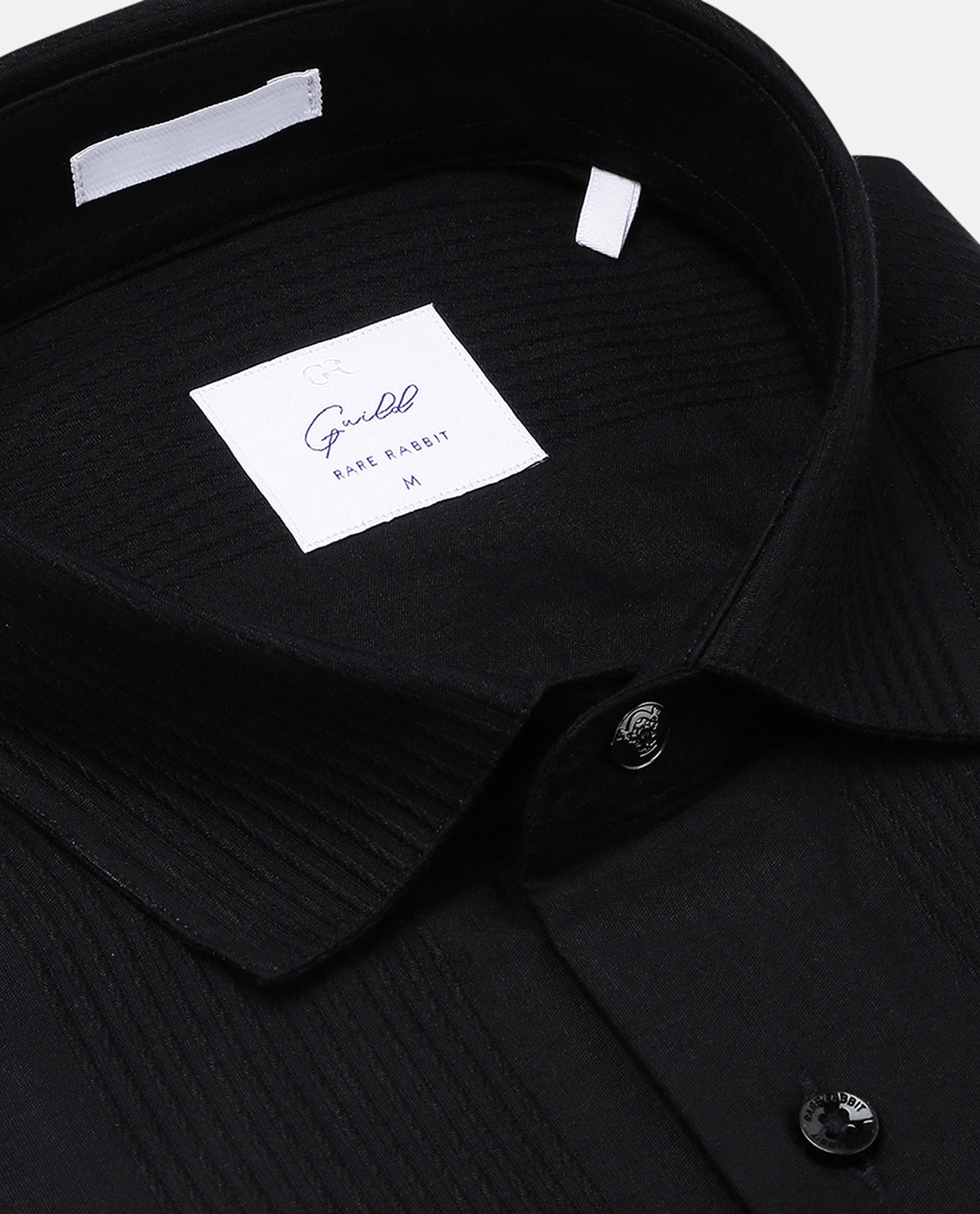 Rare Rabbit Men's Lurtz-1 Black Cotton Fabric Full Sleeves Striped Shirt