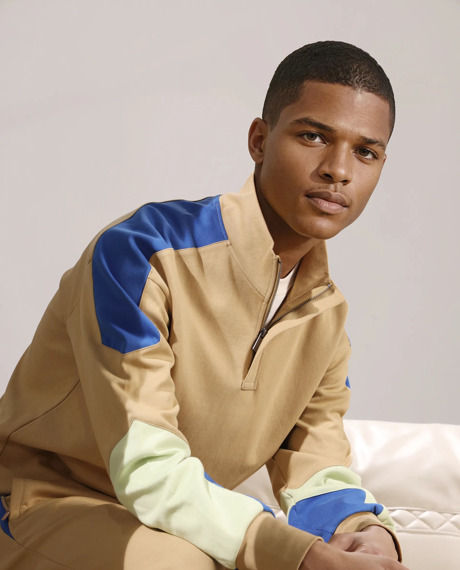 Rare Rabbit Men Armo-1 Dusky Beige Full Sleeve Hooded Plain Sweatshirt