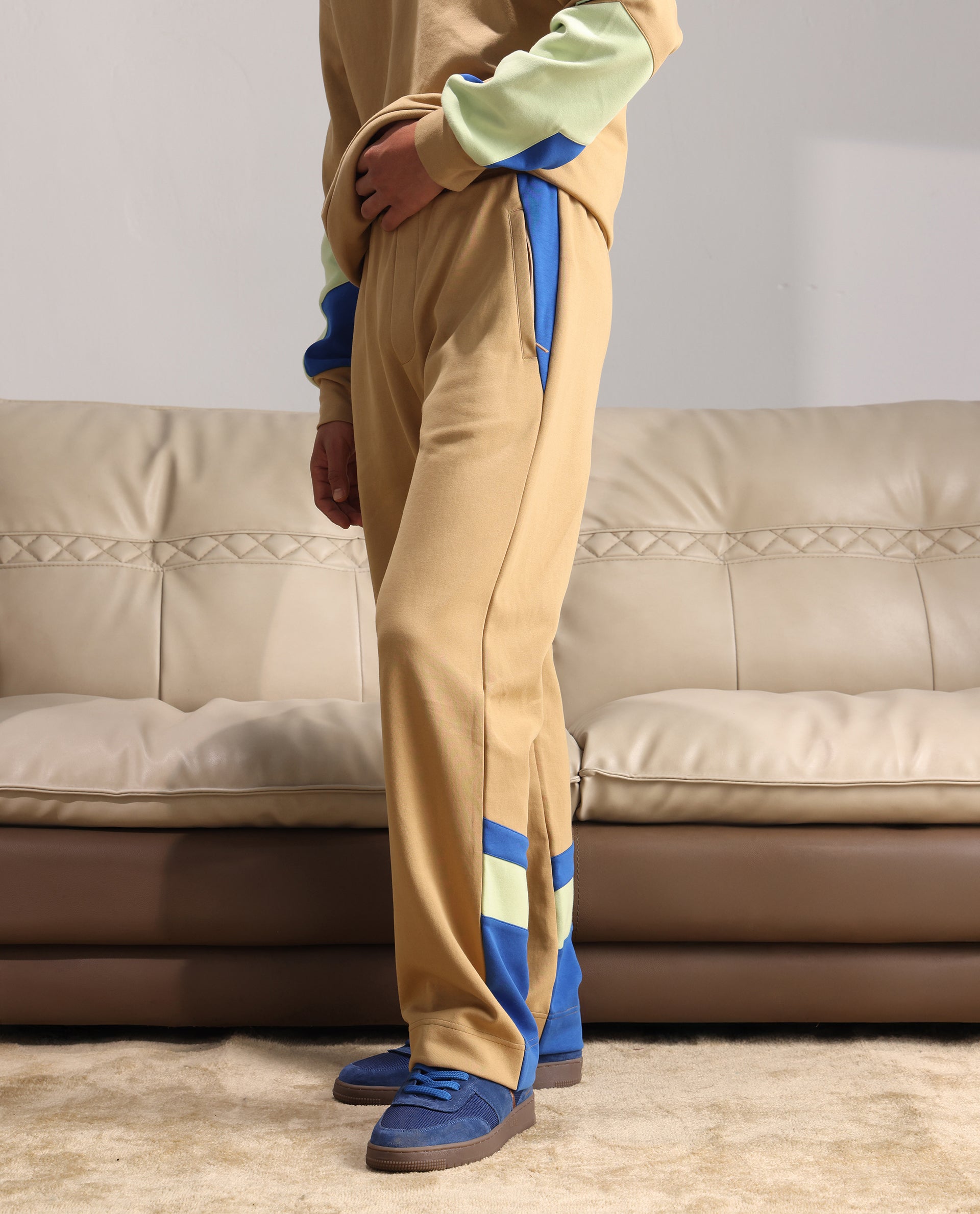 Rare Rabbit Men Armon-1 Dusky Beige Full Sleeve Drawstring Closure Printed Track Pant