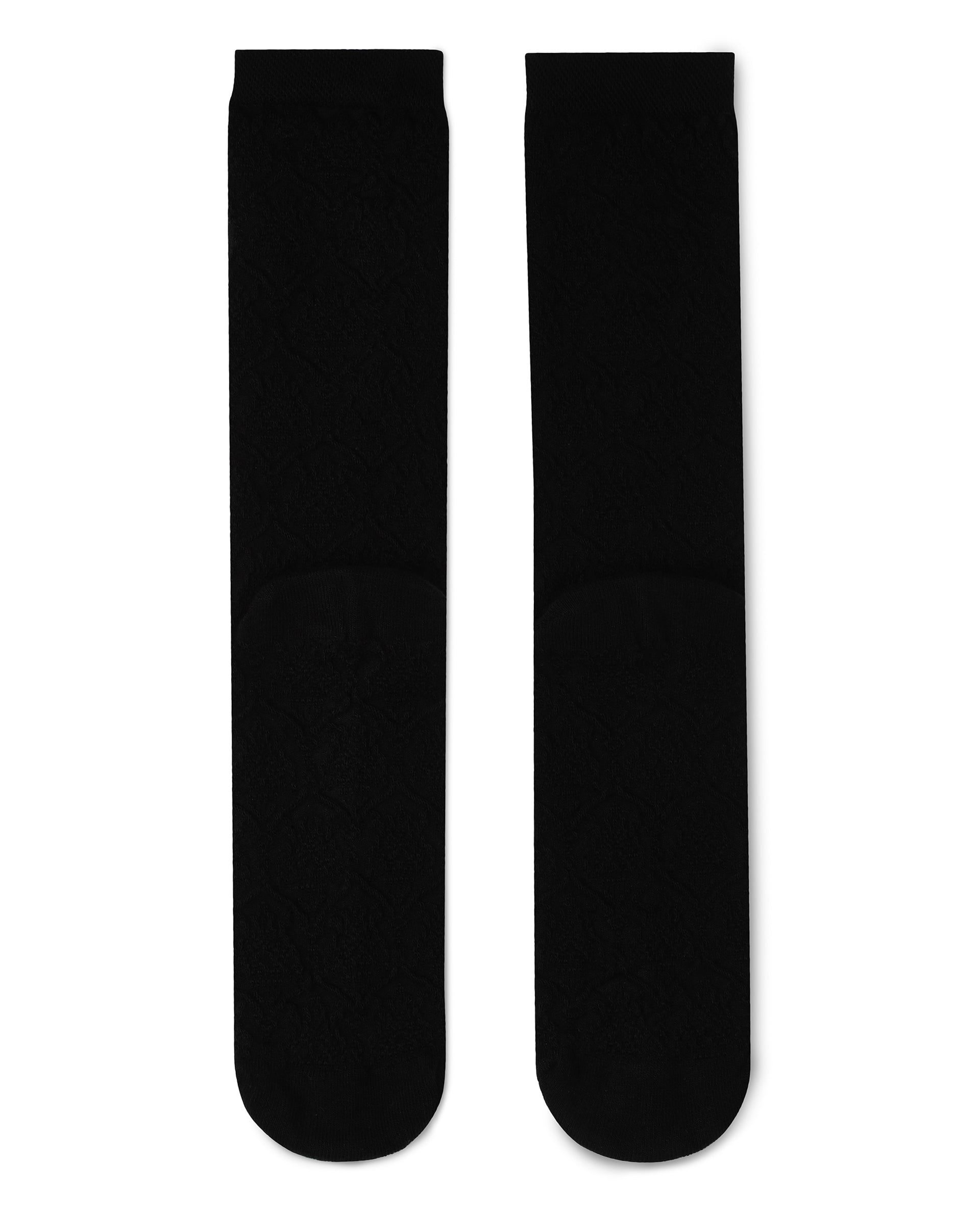 Rare Rabbit Men's Jacq Black Cotton Fabric Mid Calf Socks