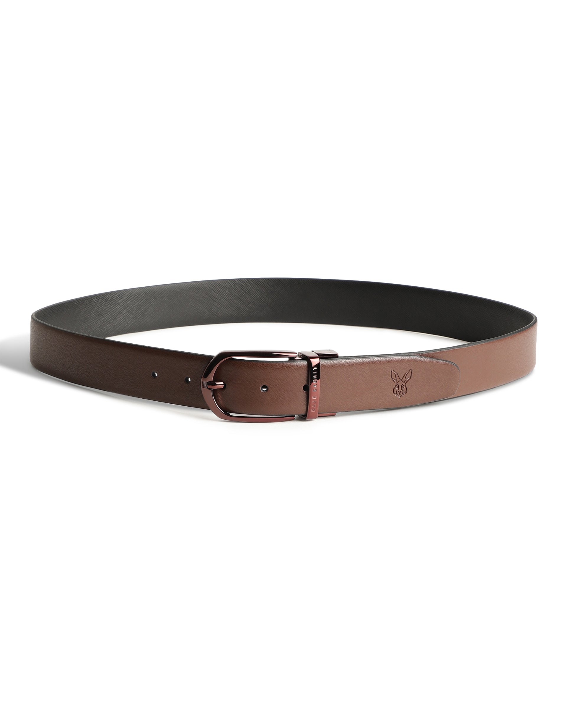Rare Rabbit Men'S Grata Black Belt Leather