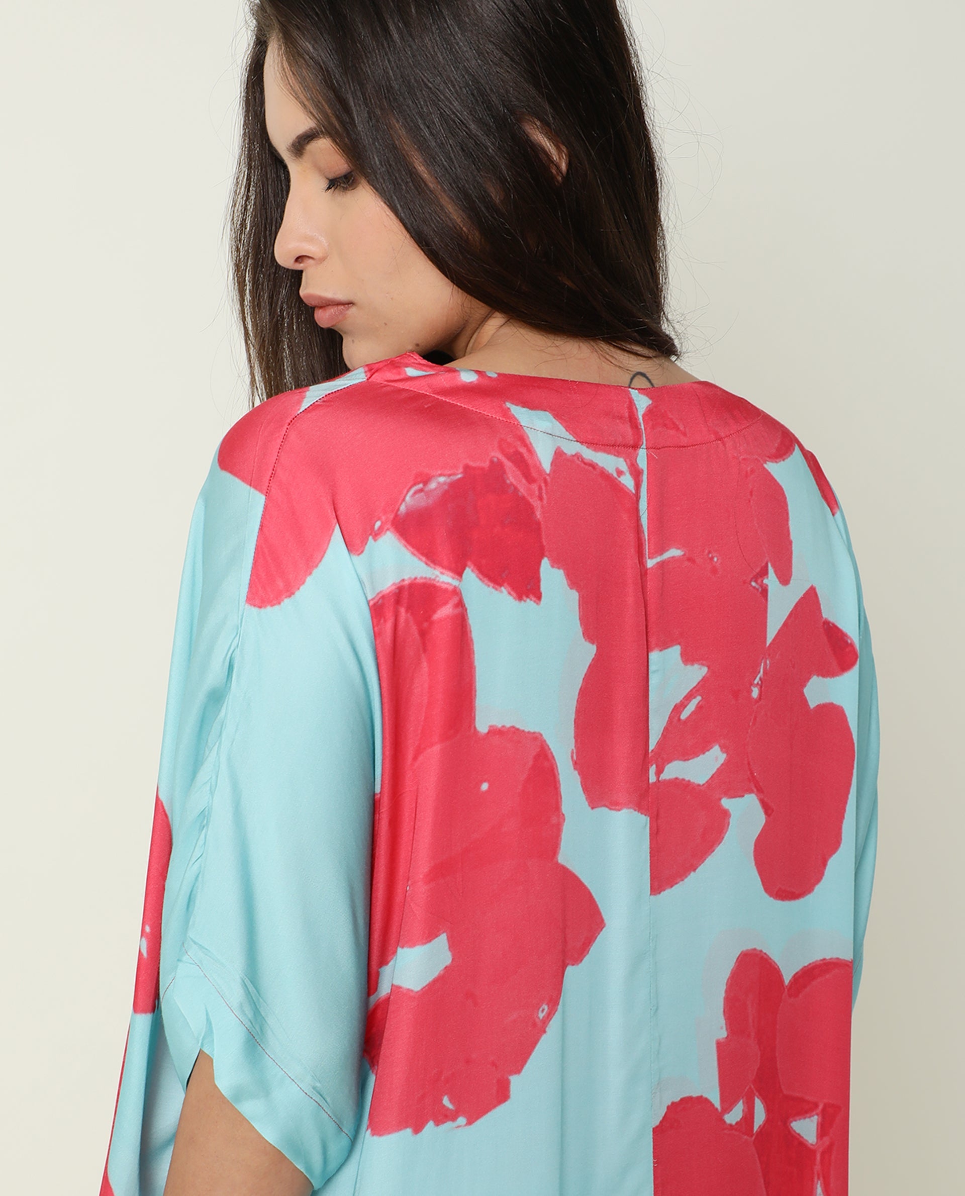 Rareism Womens Petunia Navy Shrug Cotton Fabric Half Sleeve V Neck