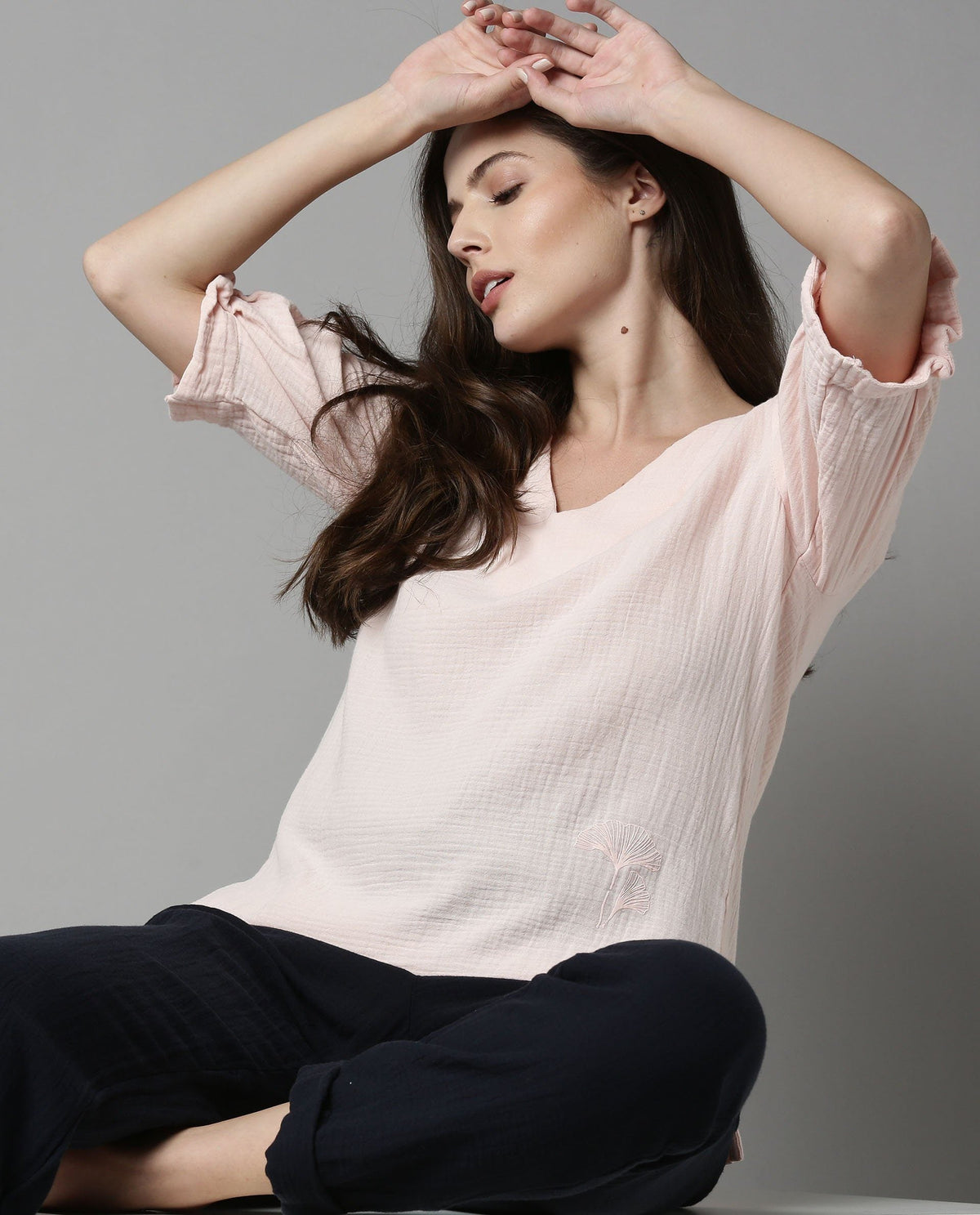 Rareism Women Glacier Pink Top Full Sleeves Solid