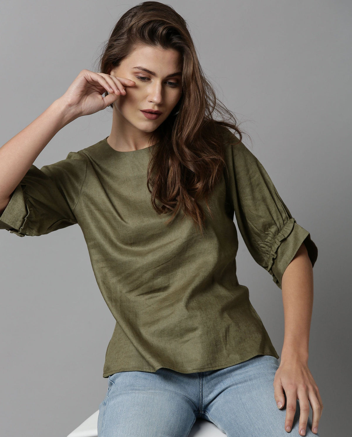 Rareism Women Messi Green Top Short Sleeves Solid